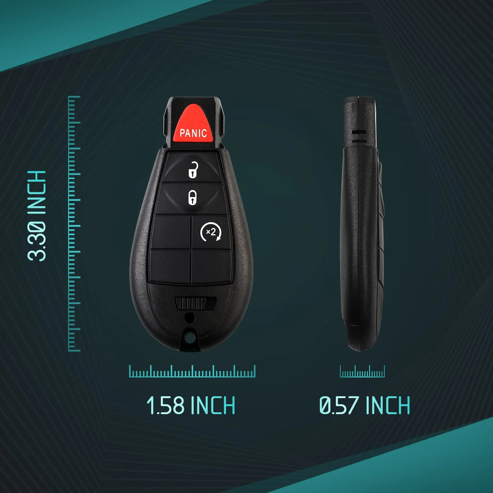 Key Fob for 09-12 Dodge Ram 1500 2500 3500, Fits Jeep Grand Cherokee Key fob Cover, Remote Key Fob Replacement for Durango Journey Charger Challenger. 433 Mhz FCC ID: IYZ-C01C/M3N5WY783X with chip - Image 3