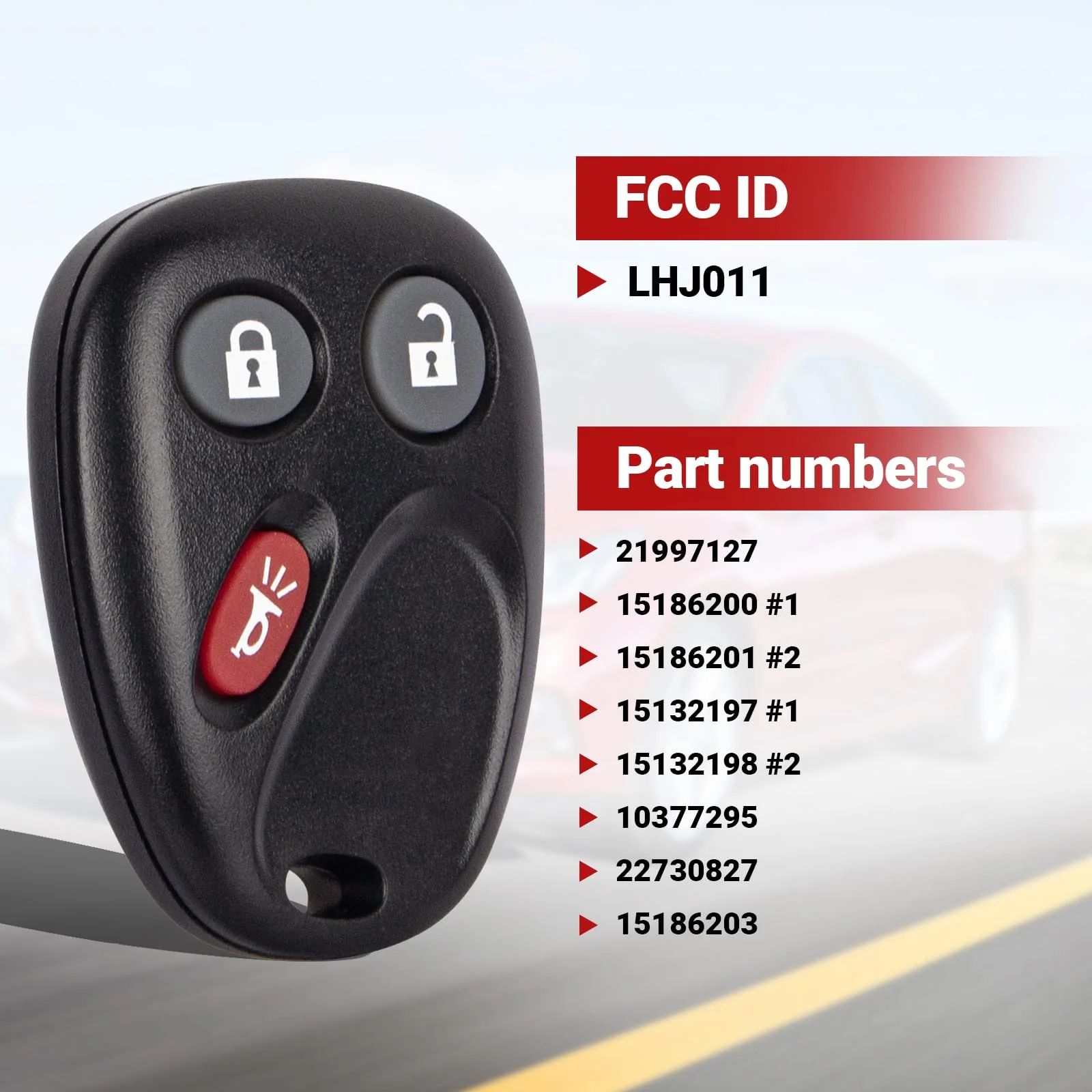 Key Fob Keyless Entry Remote Control Compatible with Chevrolet Chevy Equinox Avalanche Silverado Suburban Tahoe/Cadillac Escalade/GMC/Hummer H2 Car Key Replacement for LHJ011 - Image 3
