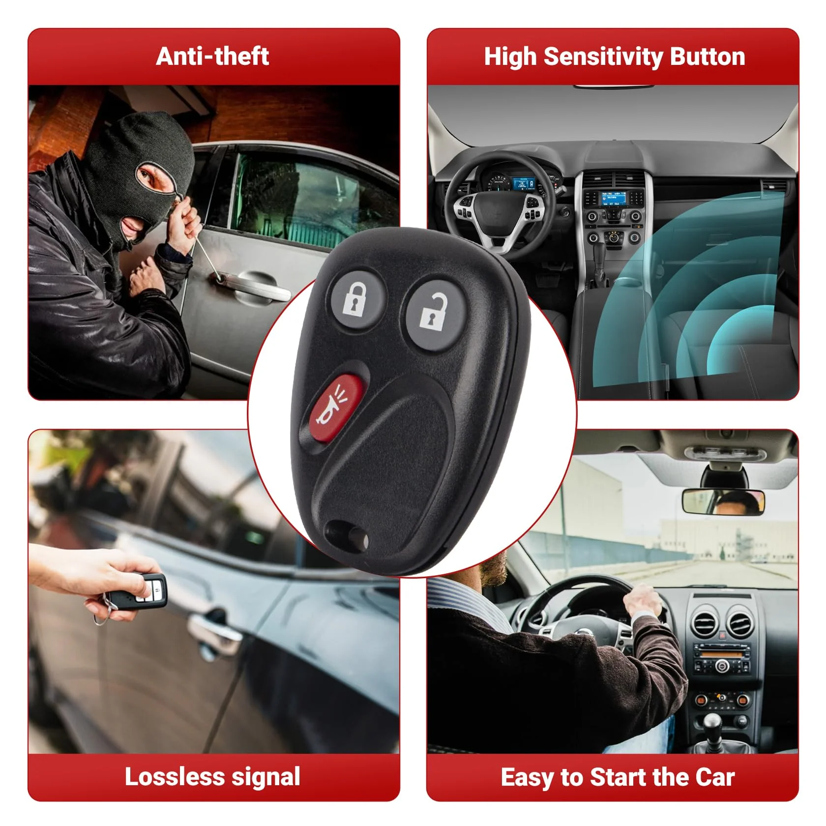 Key Fob Keyless Entry Remote Control Compatible with Chevrolet Chevy Equinox Avalanche Silverado Suburban Tahoe/Cadillac Escalade/GMC/Hummer H2 Car Key Replacement for LHJ011 - Image 6