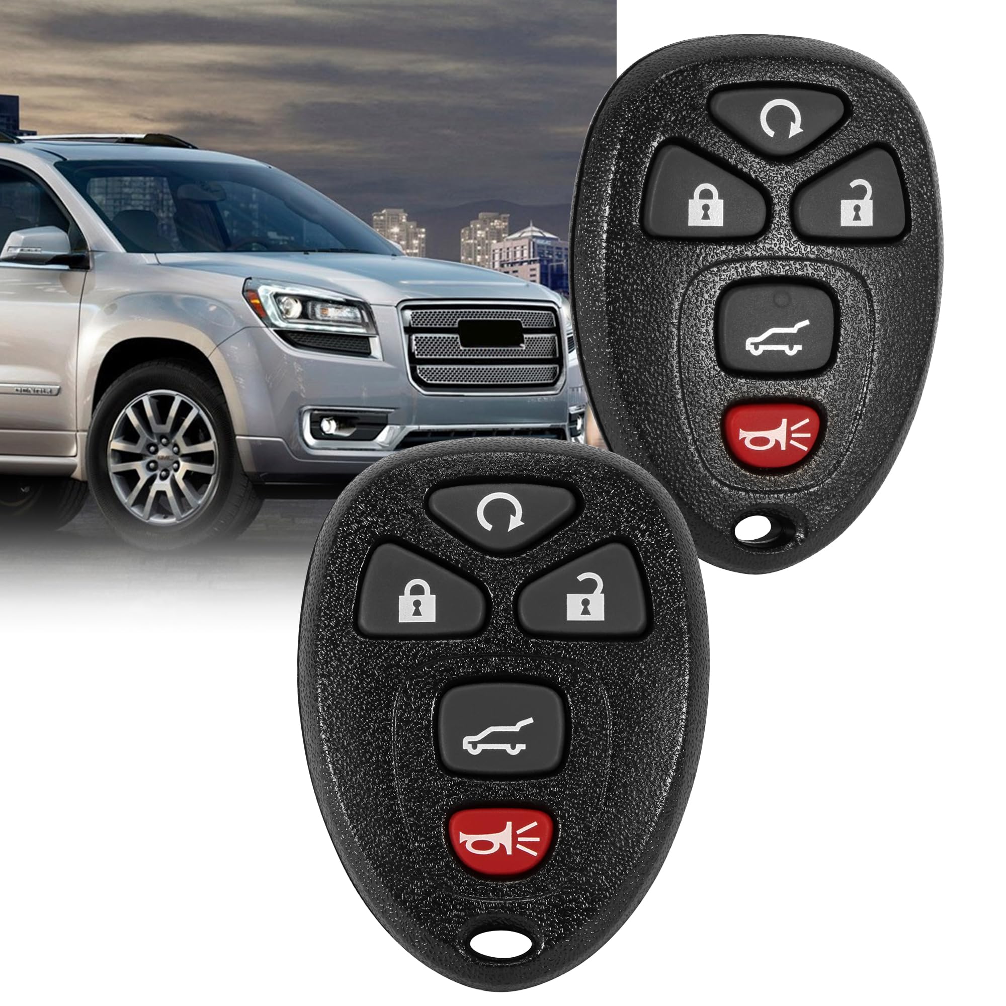 Key Fob, Keyless Entry Remote Start Control Replacement Fits for GMC Acadia 2007-2016 Yukon XL/Chevy Suburban Tahoe Traverse/Cadillac Escalade SRX/Buick Enclave FCC ID: OUC60270, OUC60221, 15913415 5-BTN - Image 7
