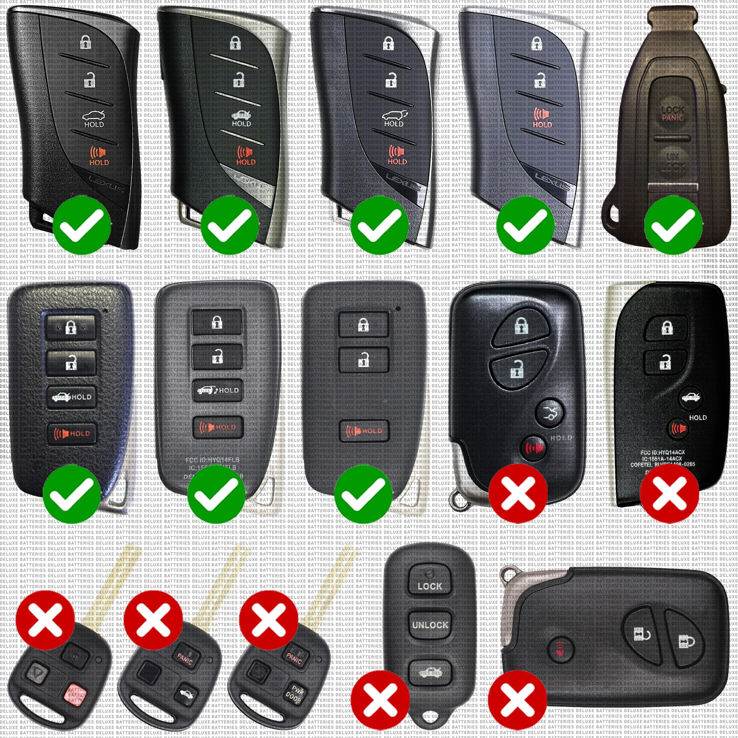 Key Fob Replacement Batteries for Lexus RX ES NX IS UX GX RC GS LS (RX350 ES350 NX300 RX450h NX200t ES300h GX460 NX350 GS350 IS300 UX200 IS350 UX250h RC350) Smart Remote (2-Pack) (Check Fitment Guide) - Image 2