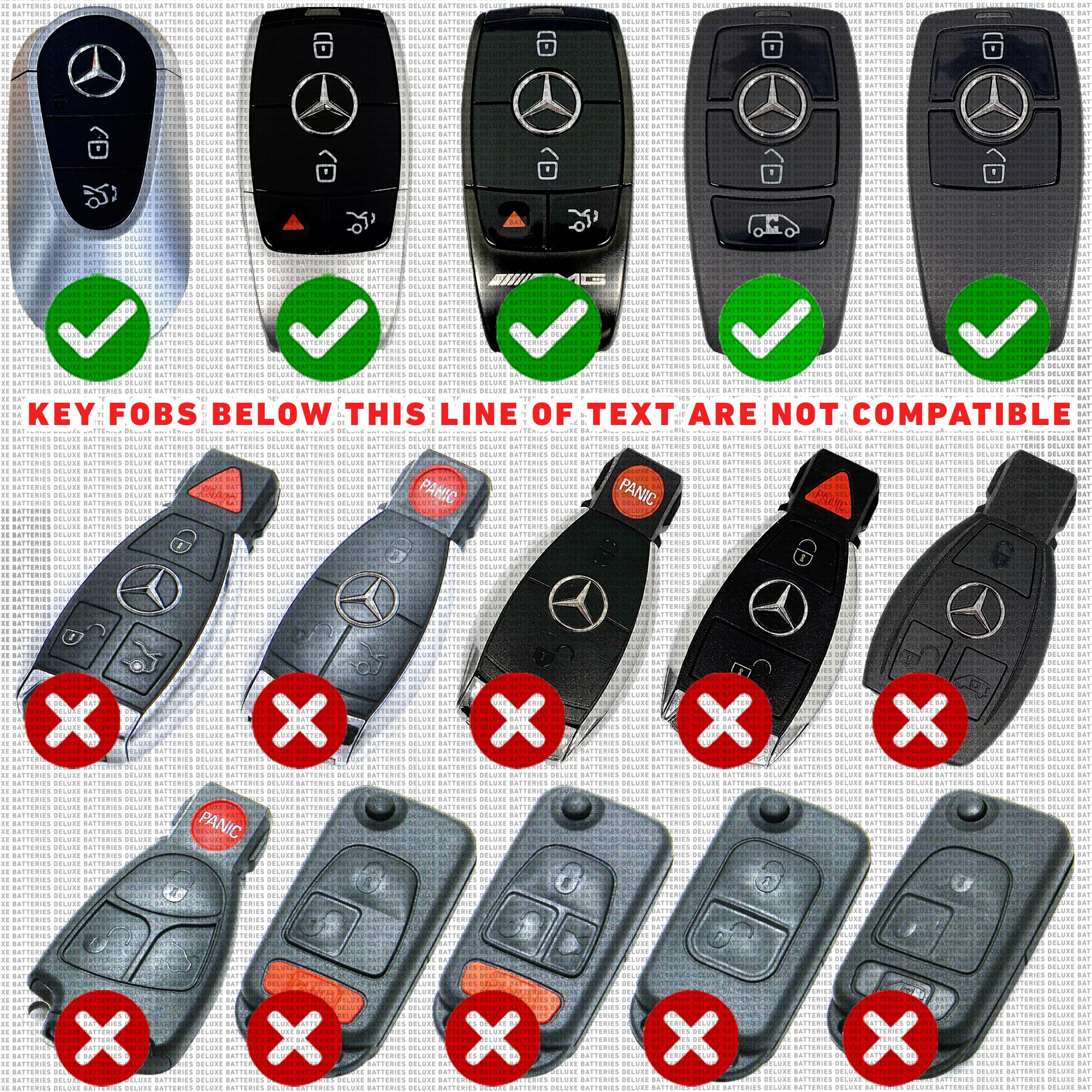 Key Fob Replacement Batteries for Mercedes-Benz CR2032 (GLE Sprinter GLC C-Class GLS GLB E-Class S-Class GLA G-Class A-Class CLA EQS EQE EQB AMG GT) Remote Key (Pack of 2) (Check Fitment Guide) - Image 2