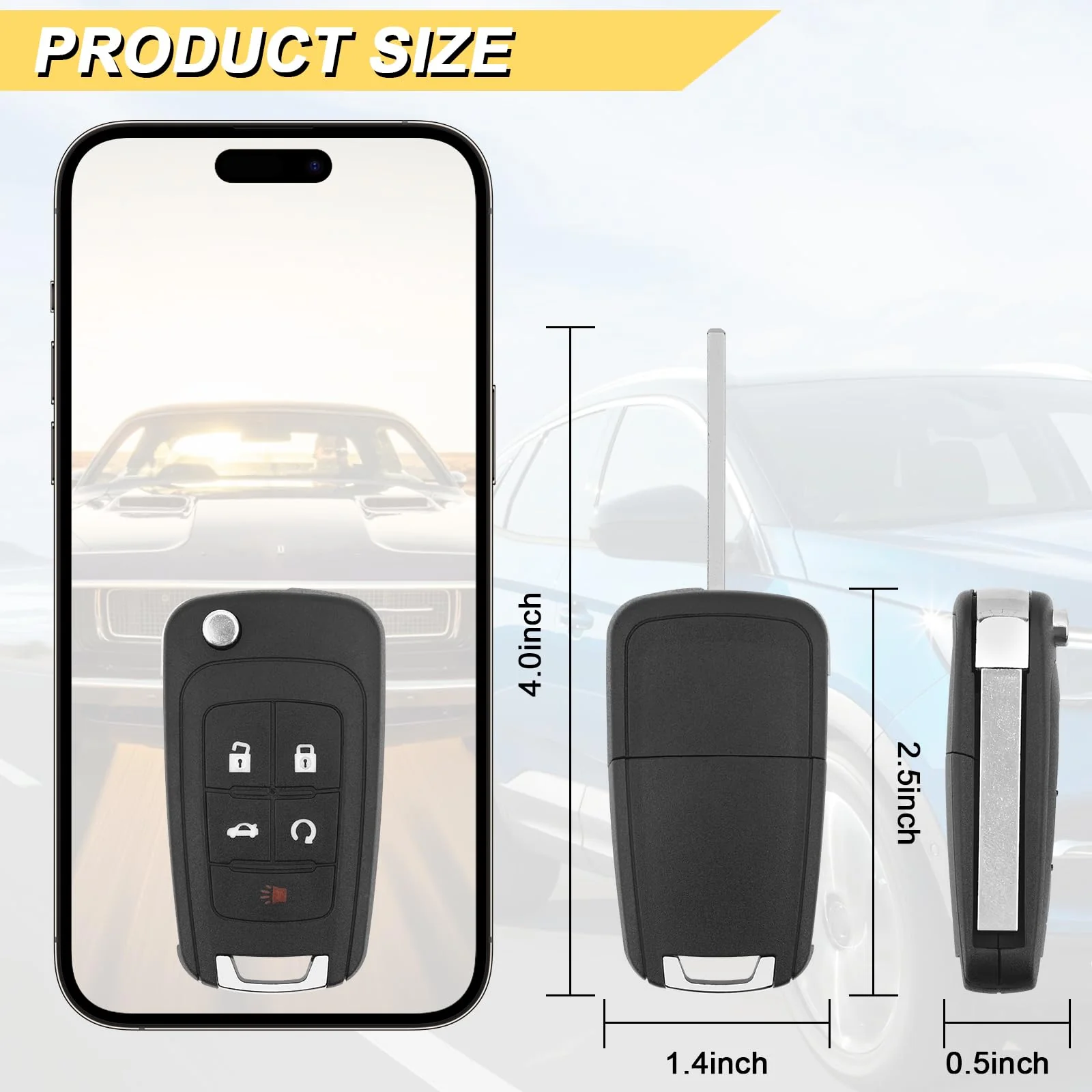 Key Fob Replacement for 2014-2019 Buick Encore/ 10-12 Allure/ 10-16 Lacrosse/ 11-17 Regal/ 12-17 Verano/ 10-19 Chevy Equinox Camaro/ 11-16 Cruze Malibu/ 14-19 Impala/ 12-17 Sonic Keyless,2Pcs - Image 4