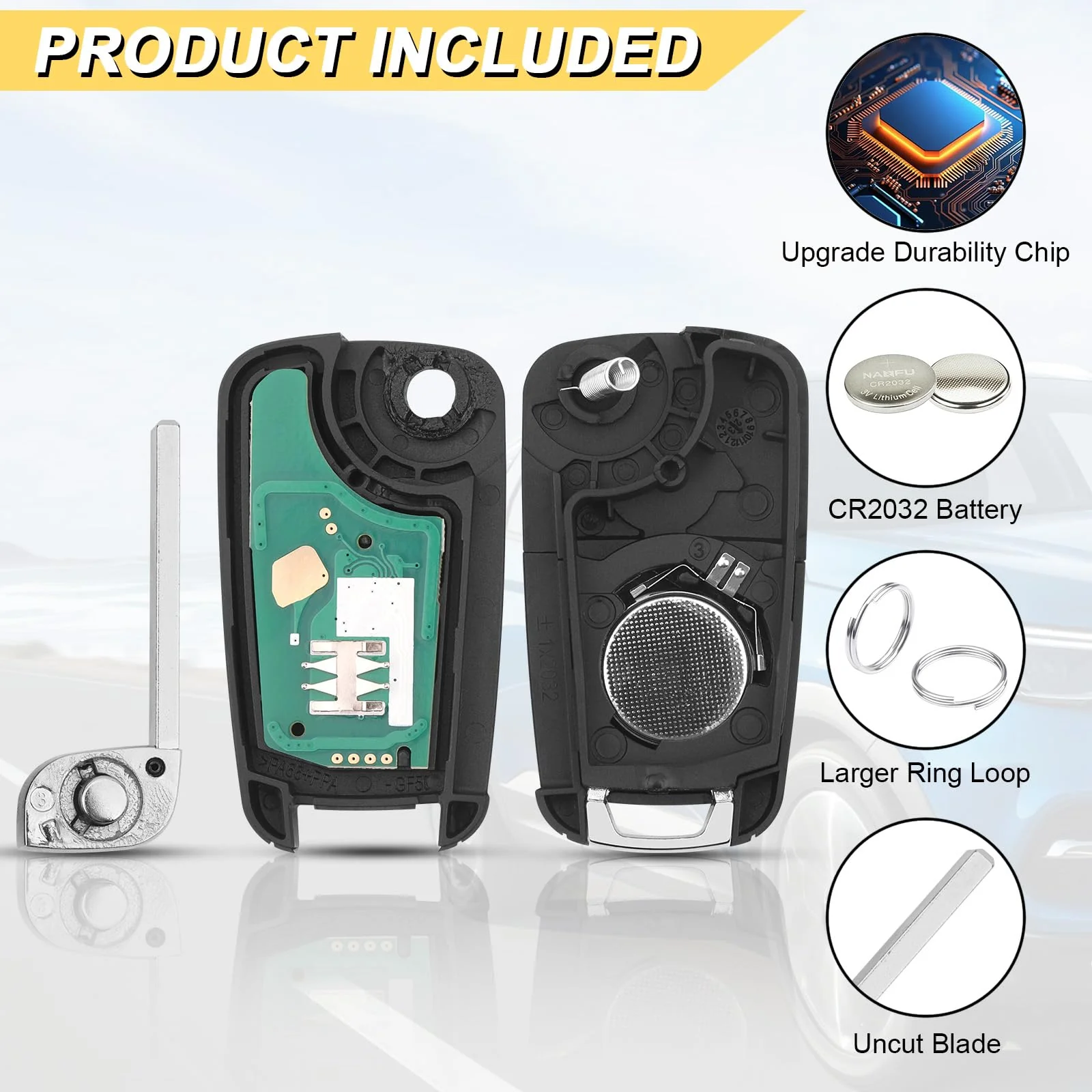 Key Fob Replacement for 2014-2019 Buick Encore/ 10-12 Allure/ 10-16 Lacrosse/ 11-17 Regal/ 12-17 Verano/ 10-19 Chevy Equinox Camaro/ 11-16 Cruze Malibu/ 14-19 Impala/ 12-17 Sonic Keyless,2Pcs - Image 5