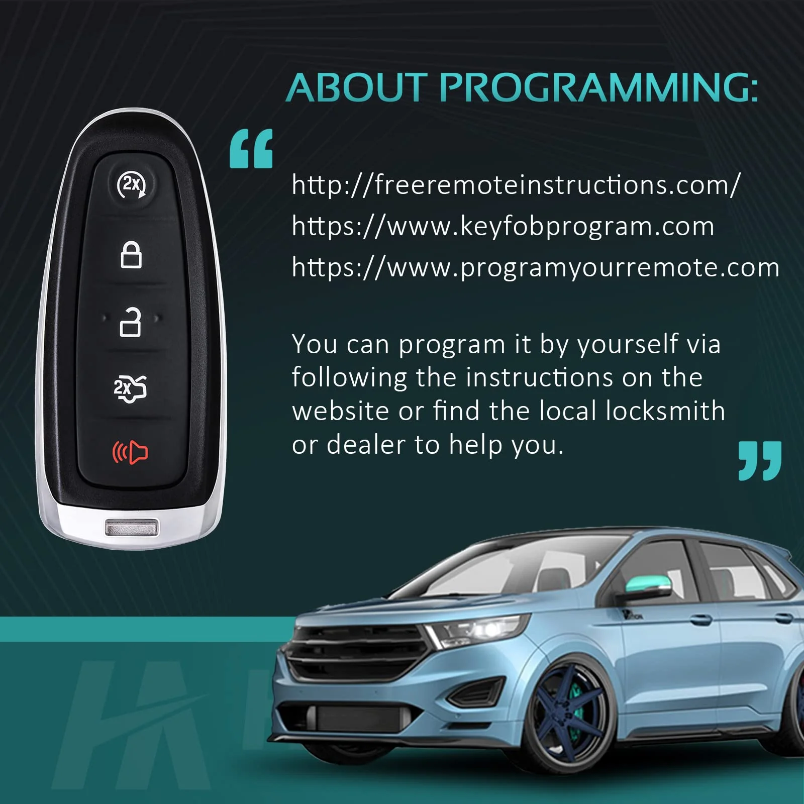 Key Fob Replacement for Ford Explorer Edge 2011-2015 Flex Taurus 2013-2019 Expedition Focus Lincoln MKS MKT MKX Navigator Smart Remote Keyless Entry Programming Key FCC ID:M3N5WY8609 M3N5WY8609 with chip - Image 3