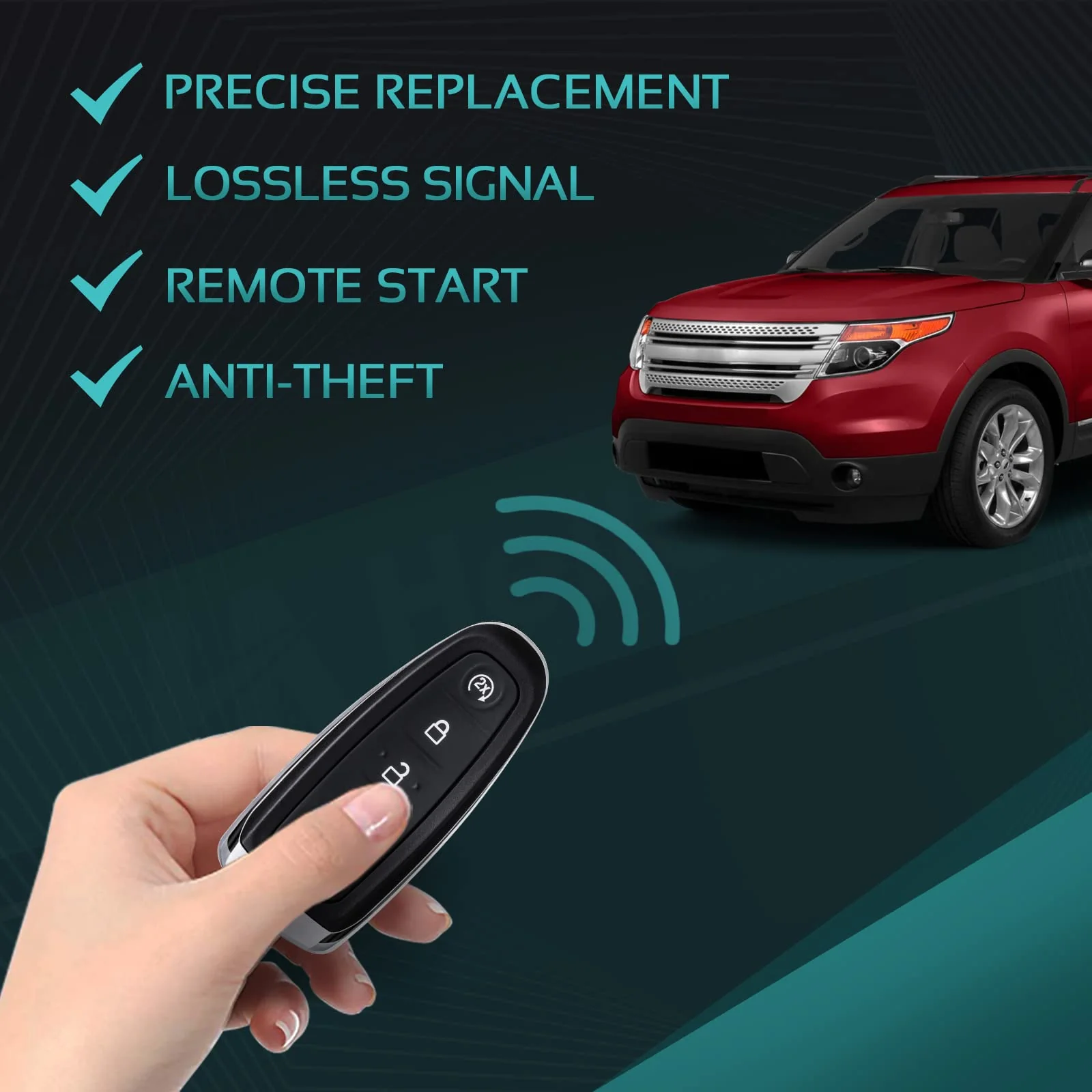 Key Fob Replacement for Ford Explorer Edge 2011-2015 Flex Taurus 2013-2019 Expedition Focus Lincoln MKS MKT MKX Navigator Smart Remote Keyless Entry Programming Key FCC ID:M3N5WY8609 M3N5WY8609 with chip - Image 8