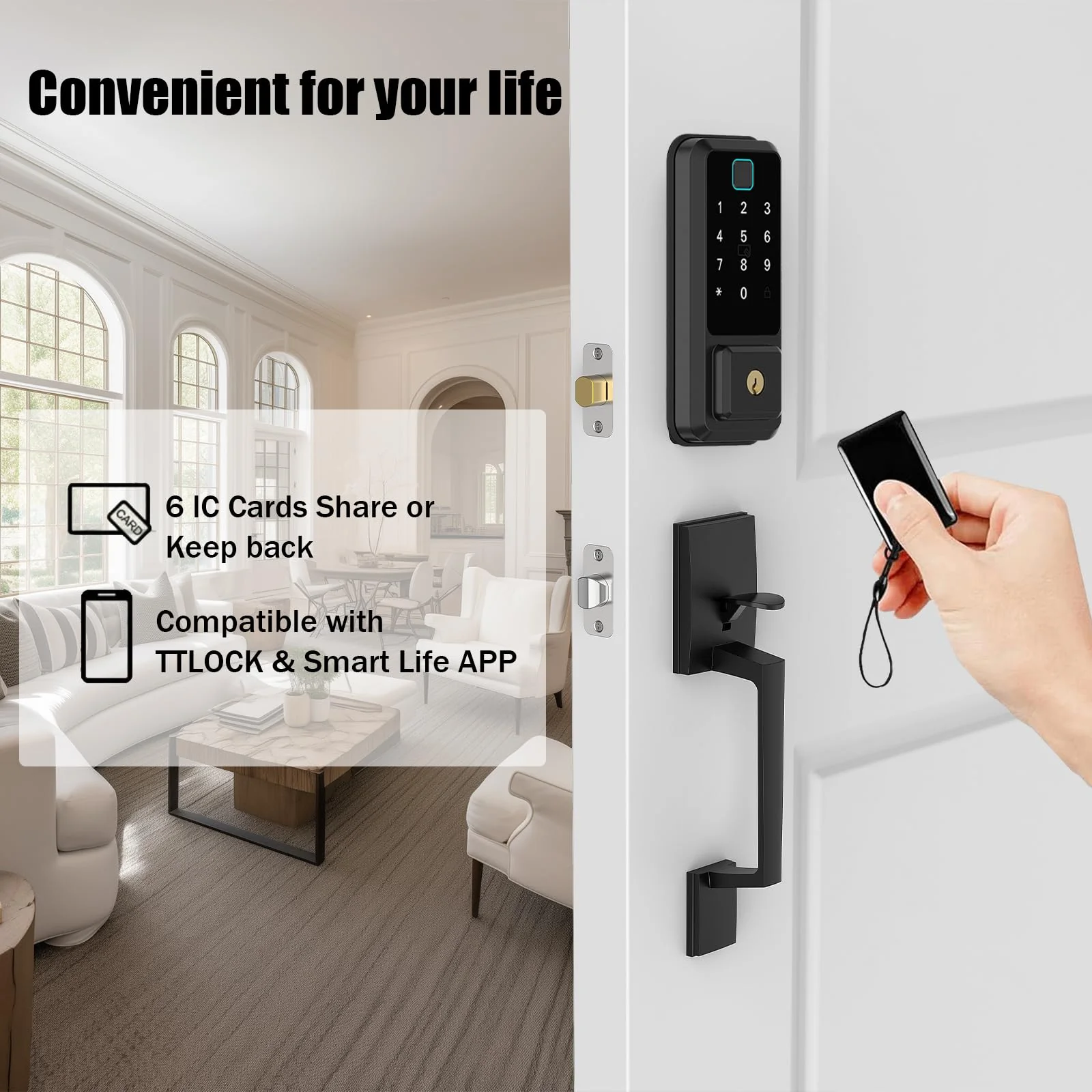 Key Fobs for Smart Fingerprint Door Lock, Keyless Entry Smart Cards for Door Lock, 13.56MHz RFID Key Fobs for Smart Fingerprint Door Lock, 6 PCS IC Cards for TTLock Smart Bluetooth WiFi Door Lock - Image 2