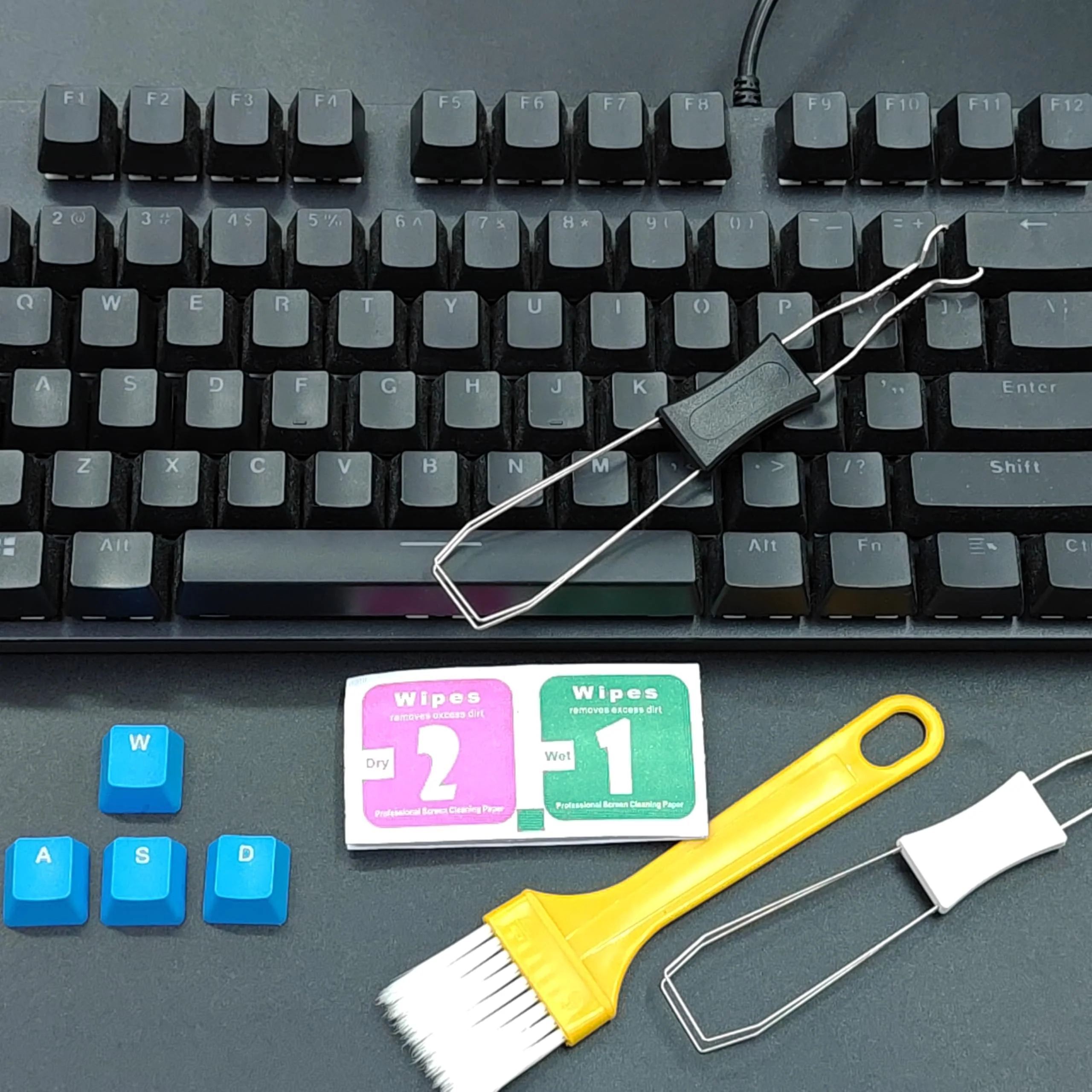 Keycap Puller Switch Pluller with Keyboard Cleaning Brush for Mechanical Keyboard, Stainless Steel Key Removal Tool - Image 2