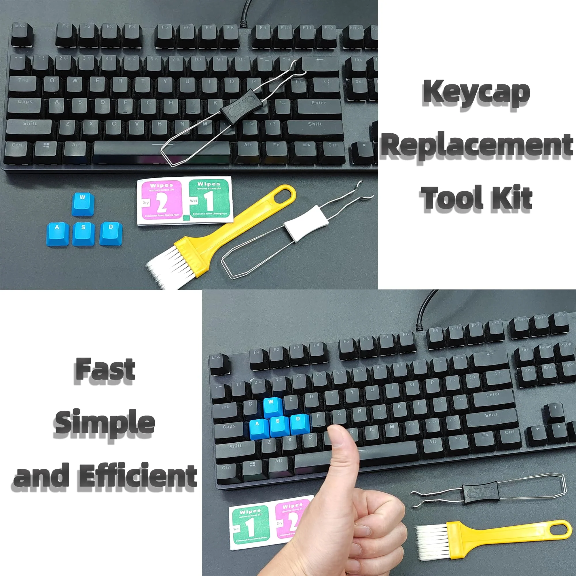 Keycap Puller Switch Pluller with Keyboard Cleaning Brush for Mechanical Keyboard, Stainless Steel Key Removal Tool - Image 6