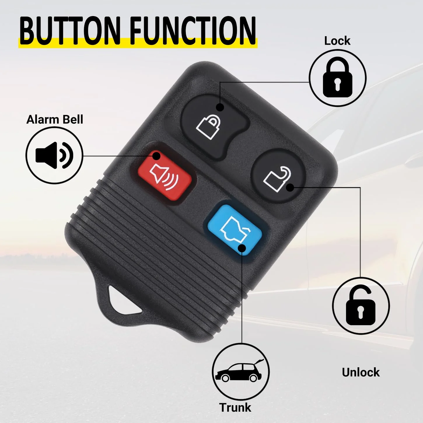 Keyless Entry Remote Key Fob Compatible with Ford Escape Explorer Expedition Focus Fusion Mustang Taurus, Lincoln, Mercury, Mazda, Replacement for CWTWB1U345, 4 Button (Pack of 2) - Image 4