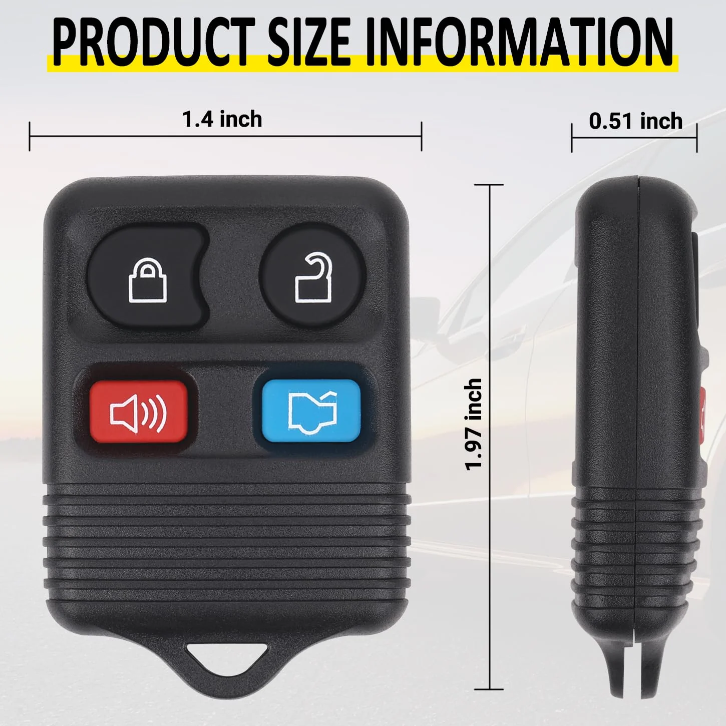 Keyless Entry Remote Key Fob Compatible with Ford Escape Explorer Expedition Focus Fusion Mustang Taurus, Lincoln, Mercury, Mazda, Replacement for CWTWB1U345, 4 Button (Pack of 2) - Image 5