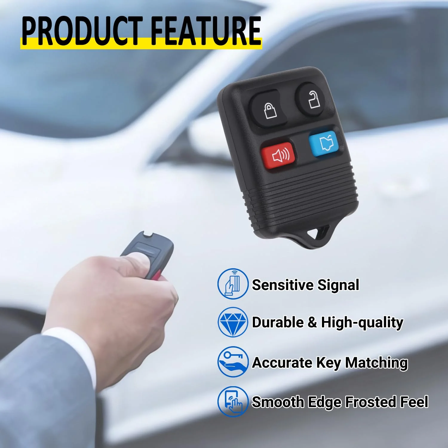 Keyless Entry Remote Key Fob Compatible with Ford Escape Explorer Expedition Focus Fusion Mustang Taurus, Lincoln, Mercury, Mazda, Replacement for CWTWB1U345, 4 Button (Pack of 2) - Image 6
