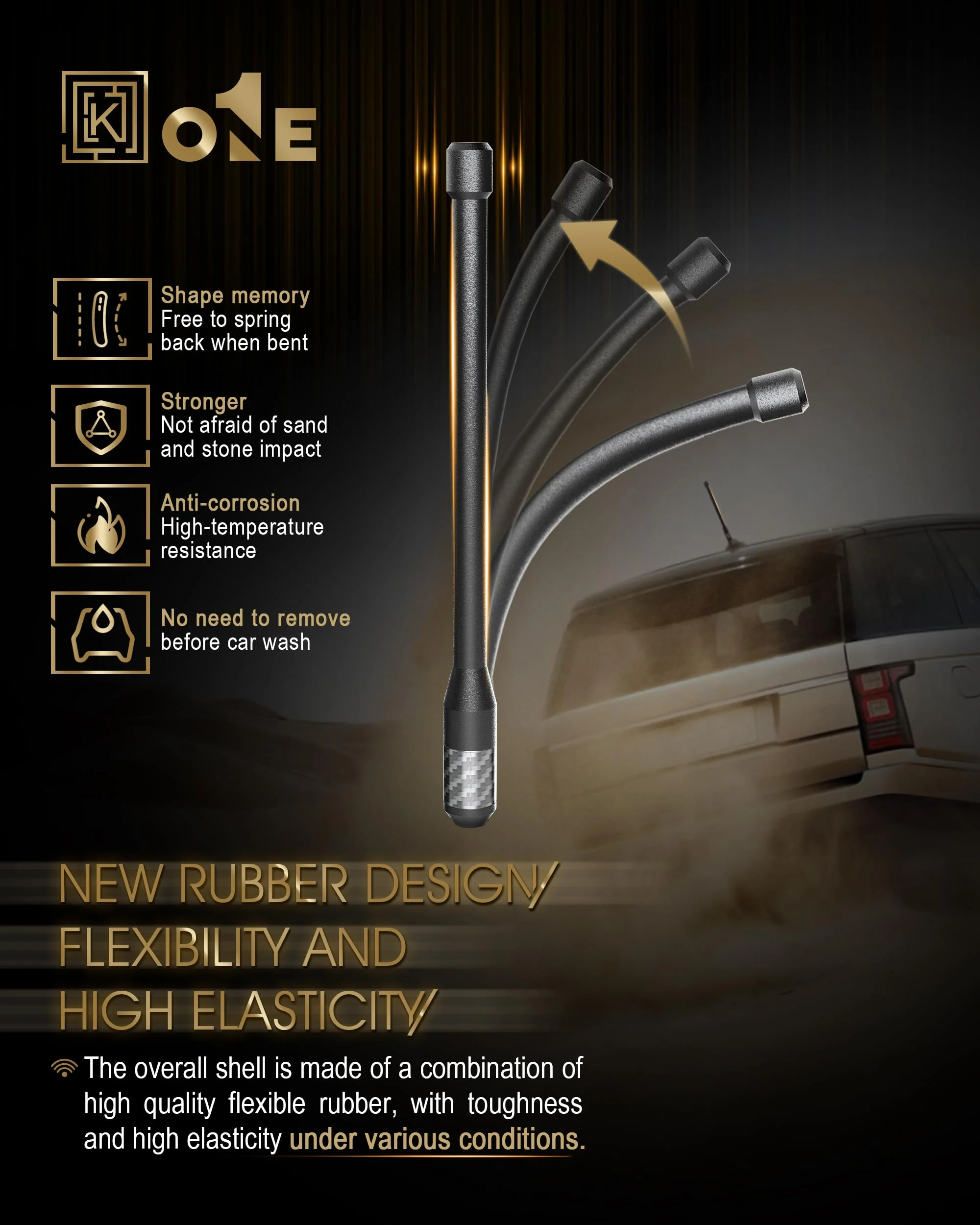 KEYO1E Carbon Fiber Antenna Compatible with Tundra 1999-2026/7.9 Inches Flexible Rubber Truck Car Antenna Replacement/Designed for Enhance FM/AM Reception 1999-2026 Tundra - Image 6