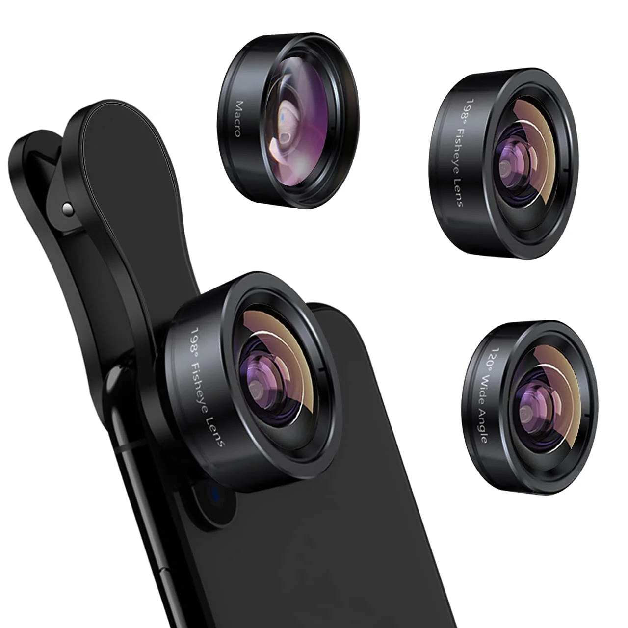 KEYWING iPhone Camera Lens 3 in 1 Phone Lens Kit, 198 Fisheye Lens + 120 Super Wide-Angle Lens + 20x Macro Lens for Phone Samsung Android Smartphone