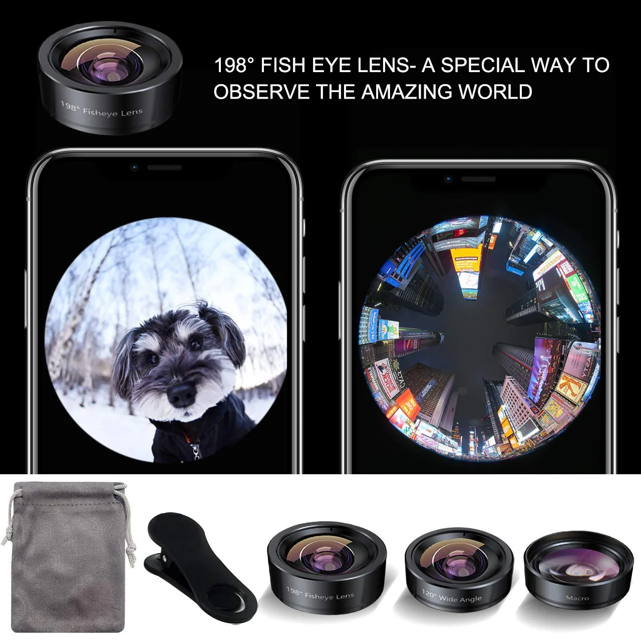 KEYWING iPhone Camera Lens 3 in 1 Phone Lens Kit, 198 Fisheye Lens + 120 Super Wide-Angle Lens + 20x Macro Lens for Phone Samsung Android Smartphone - Image 5