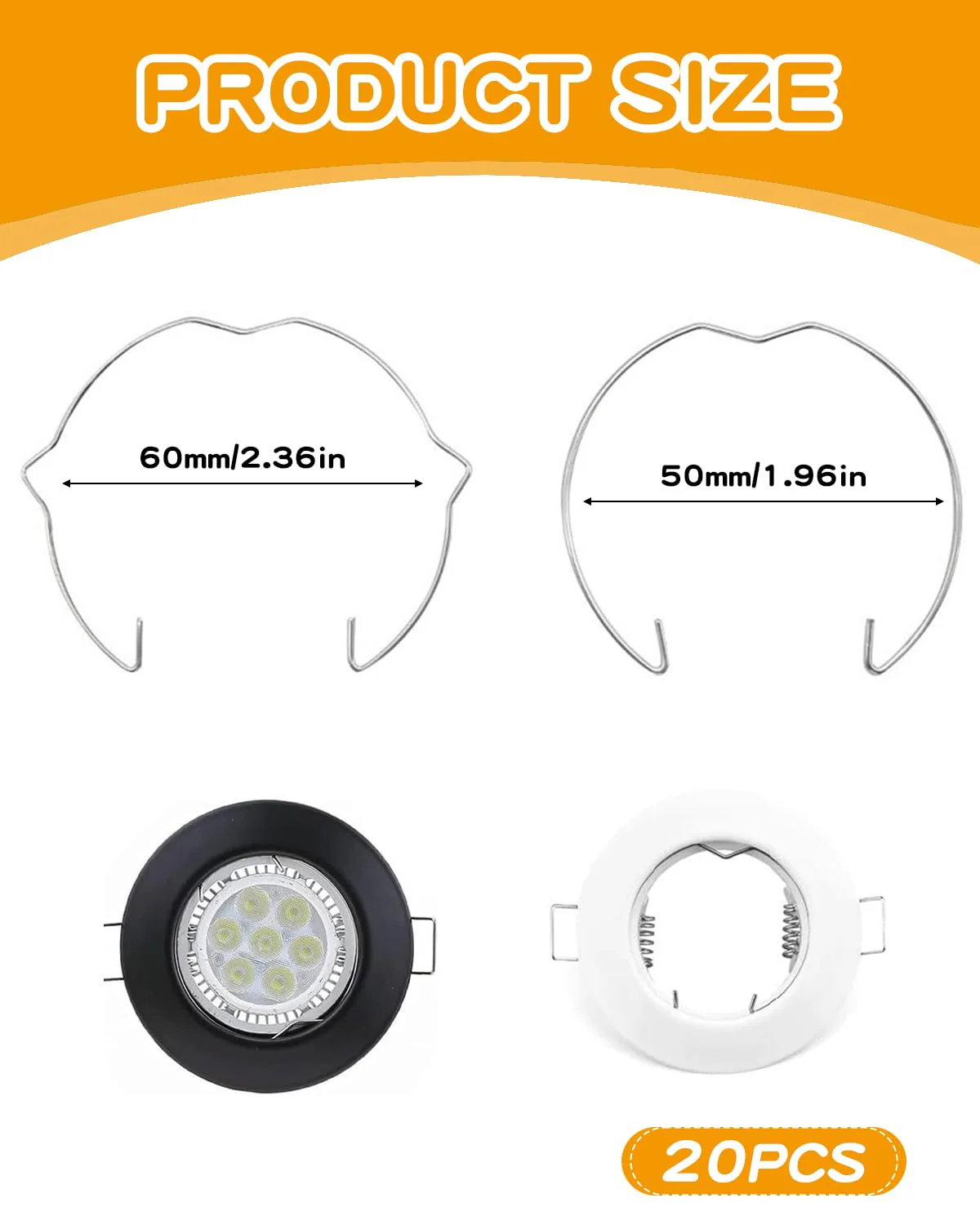 KGDUYC Pack of 20 Snap Rings for Diameter Downlight Retaining Spring Rings Clips LED Halogen Lamp Holder 50 mm for Cable Holder for Halogen Lamp/Lighting - Image 2