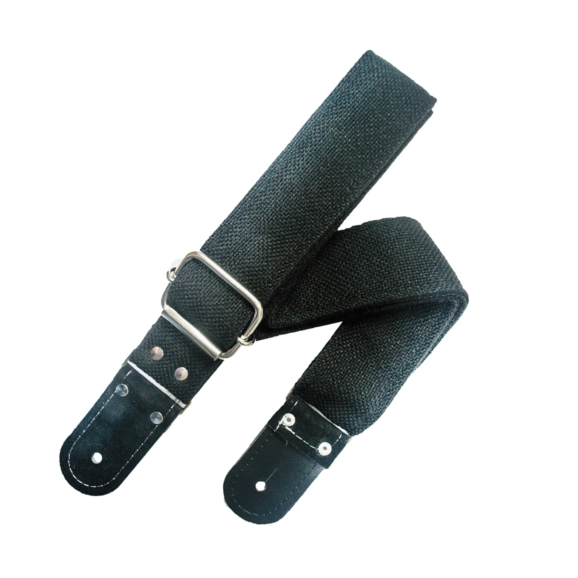 Kidam Jute Guitar Strap, Natural Fiber Adjustable Strap with Leather Ends for Acoustic, Bass & Electric Guitars Black - Image 3