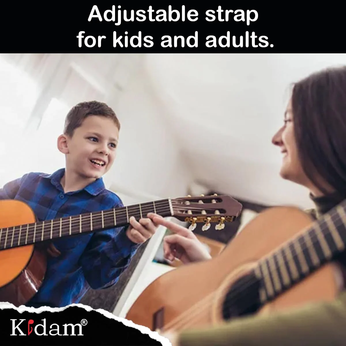 Kidam Jute Guitar Strap, Natural Fiber Adjustable Strap with Leather Ends for Acoustic, Bass & Electric Guitars Black - Image 6