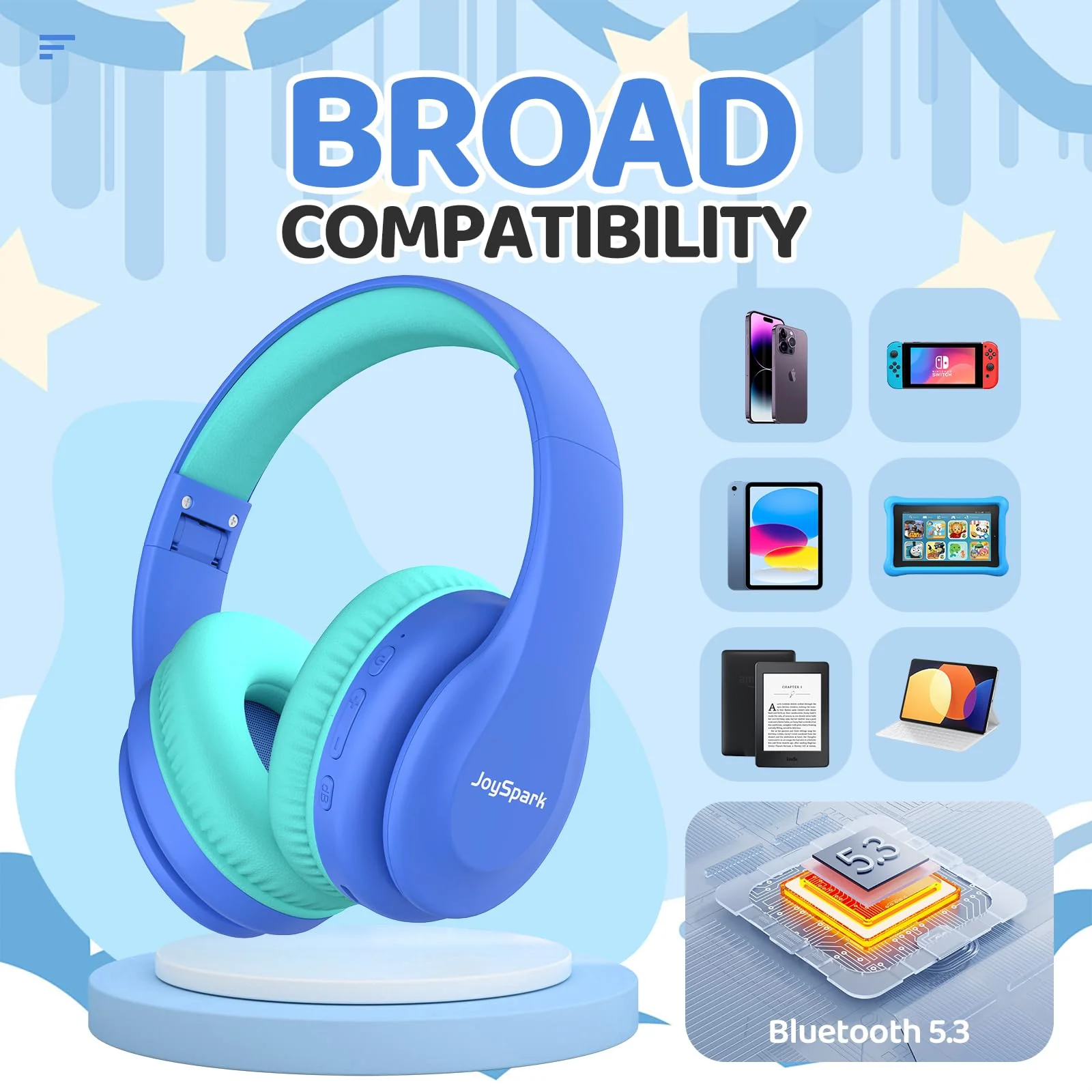 Kids Bluetooth Headphones, Lightweight Kids Wireless Headphones for Kids, 85/94dB Volume Limited, 60 Hours Playtime, Bluetooth 5.3, Over-Ear Toddler Headphones with Built-in Mic-Blue Blue - Image 5