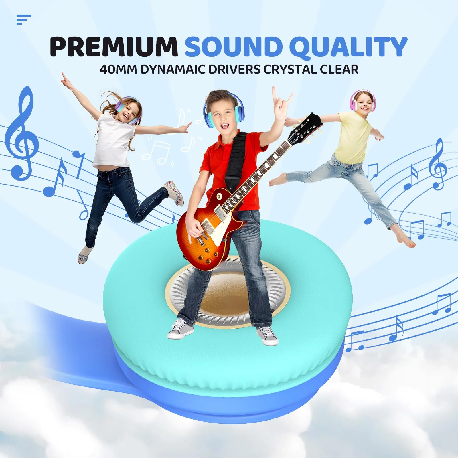 Kids Bluetooth Headphones, Lightweight Kids Wireless Headphones for Kids, 85/94dB Volume Limited, 60 Hours Playtime, Bluetooth 5.3, Over-Ear Toddler Headphones with Built-in Mic-Blue Blue - Image 7