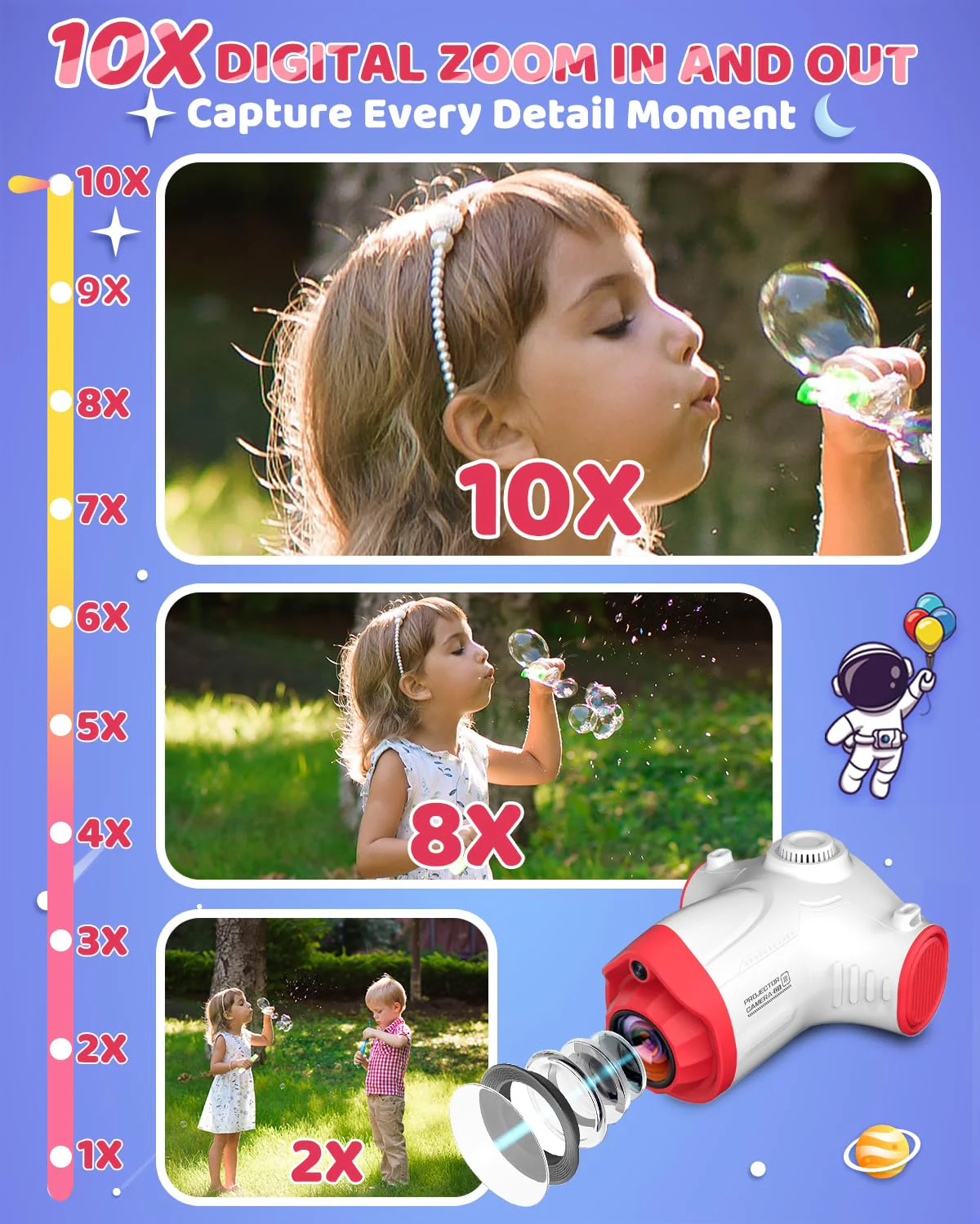 Kids Camera, Camera for Kids with Projector, Offers Projection, 48MP Photography, 1080p Video Recording, Kids Digital Camera Christmas Birthday Gifts for Boys Girls Age 3+ (Red) Red - Image 8