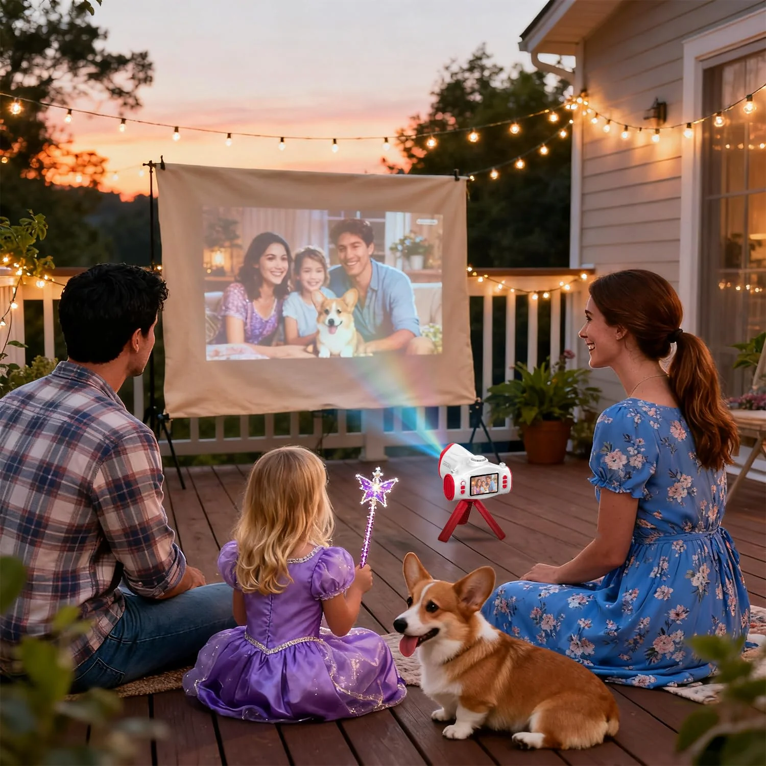 Kids Camera with Projector, Big Screen 1080P Photography Kids Recorder with Tripod, Lanyard, 32GB Kids Video Vlogging Camera for Age 3-12, Christmas Birthday Gifts Toys for Boys Girls, White - Image 6