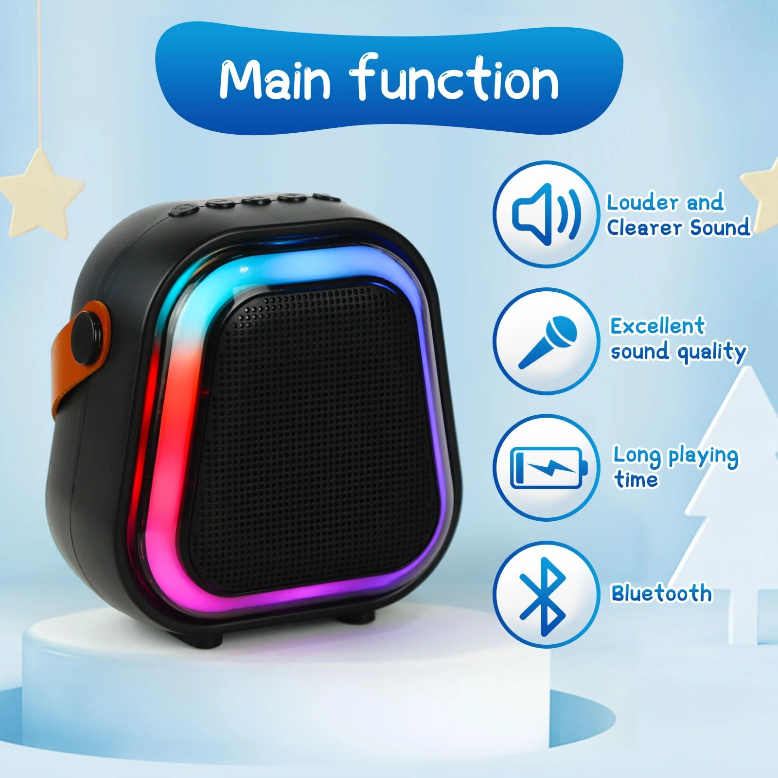 Kids Karaoke Machine for Adults, Portable Bluetooth Mini Karaoke Microphone, Singing Speaker with 2 Wireless Mic and Party Light, Birthday Gifts for Boys Girls, Family Home Party - Image 5
