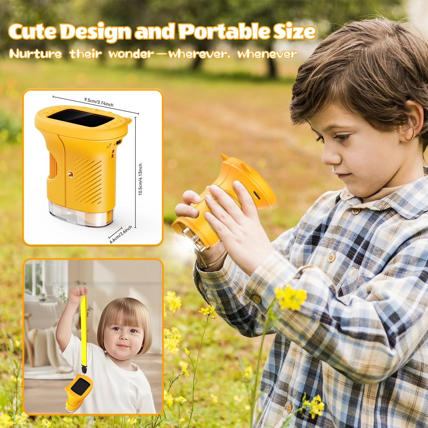 Kids Microscope, 1000X Portable Mini Pocket Microscope with 2.4″ IPS Screen & 8 LEDs, Rechargeable, STEM Educational Science Kit Toys, Best Christmas Birthday Gifts for 4-12 Year Old Girls Yellow - Image 7