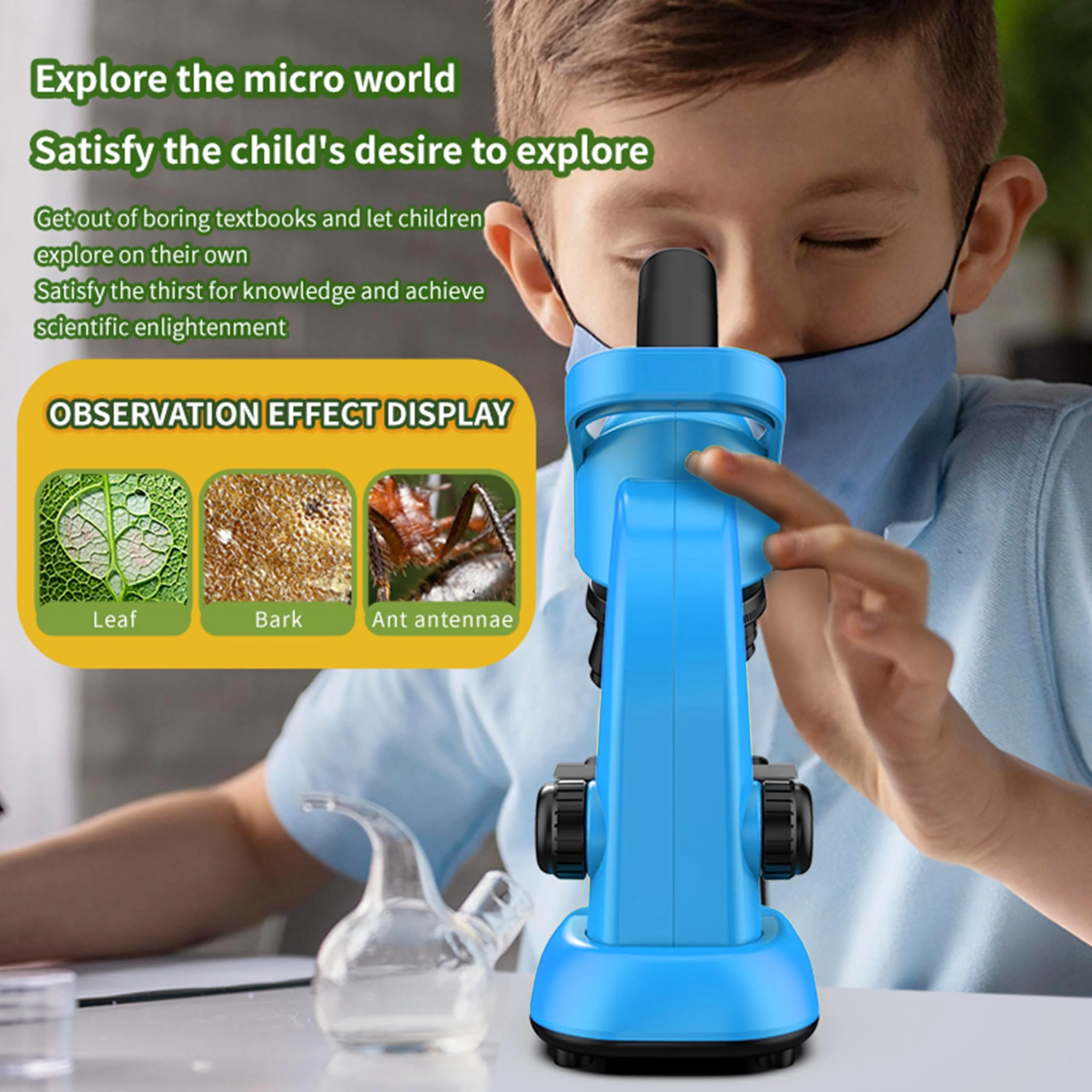 Kids Microscope,40-1600x Microscope Kit for Kids Beginners Children,STEM Kit,Prepared Slides,LED Light and Configured Various Operating Tools- Science Experiment Toy for Kids Ages 6-12 - Image 3