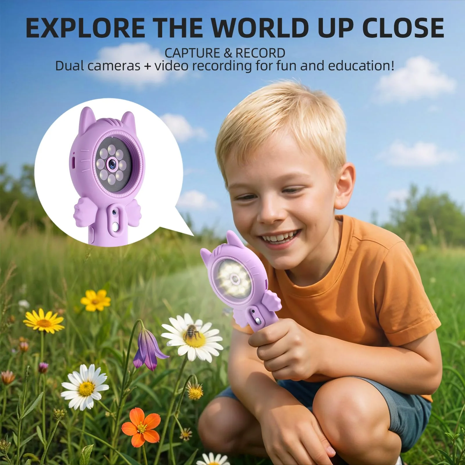 Kids Microscope – 500X Digital Pocket Handheld Microscope with Dual Cameras & Autofocus, STEM Educational Toy & Perfect Christmas Birthday Gift for Boys & Girls Ages 3 4 5 6 7 8 9 10(Pink) Pink cats - Image 6