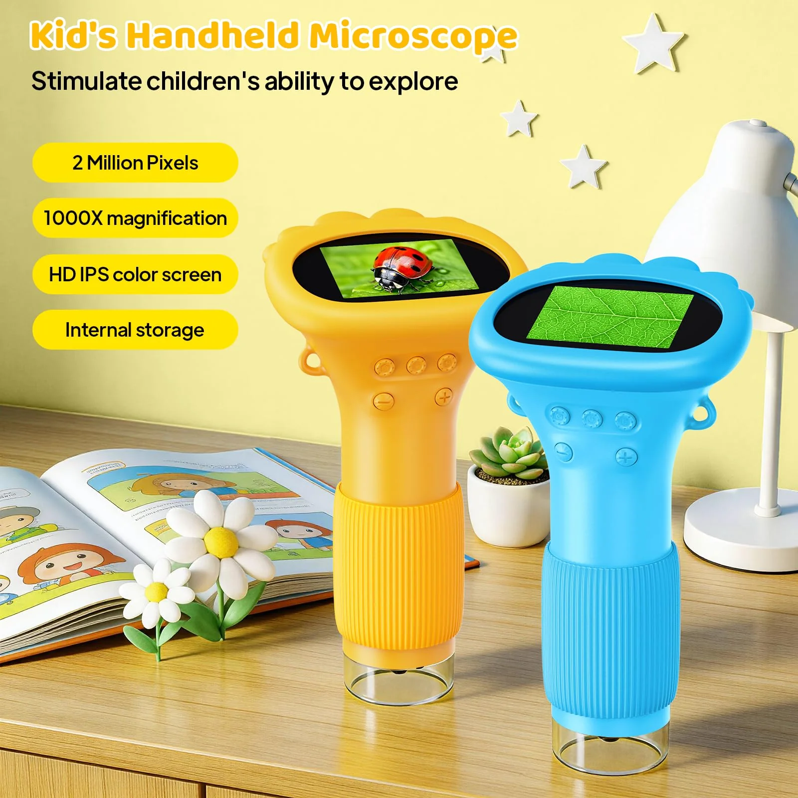 Kids Microscope - Ashfly 1000X Portable Microscope for Kids, Photo & Video Miniscope Pocket Microscope Gifts, 2'' Digital Screen 2026 for Boys Girls Age 3-12 Orange - Image 4
