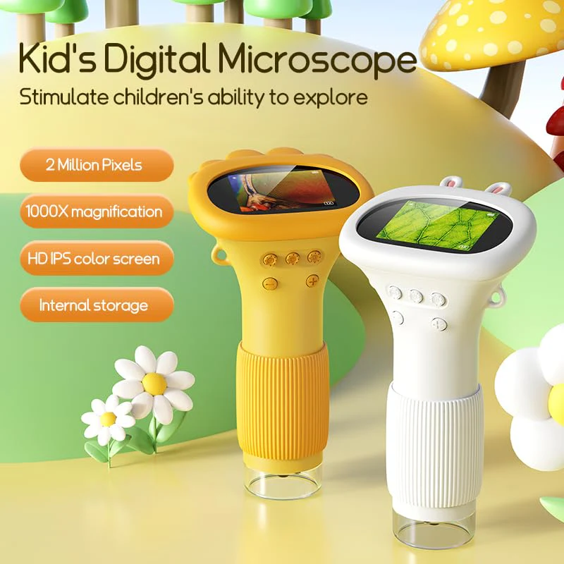 Kids Microscope Digital Camera, 1000X Handheld Camera Microscope for Kids with 2'' Screen, Educational Magnifying Glass Toy Christmas Birthday Gifts for Age 3 4 5 6 7 8 9 10 11 12 Girls Boys - Purple - Image 2