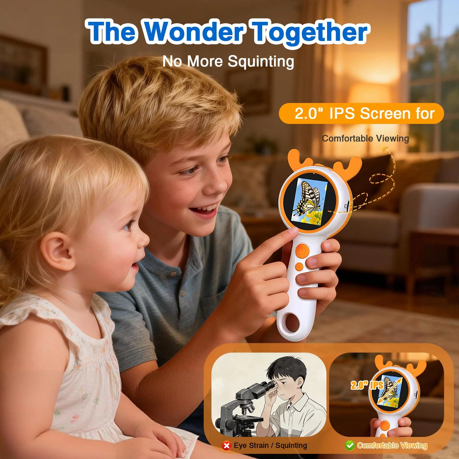 Kids Microscope Orange Deer - Digital Handheld STEM Kit & 1080P Camera (600x Zoom) - Portable Science Toy for Outdoor Camping & Backyard Fun - Gift for Boys & Girls Age 5-12 - Image 5
