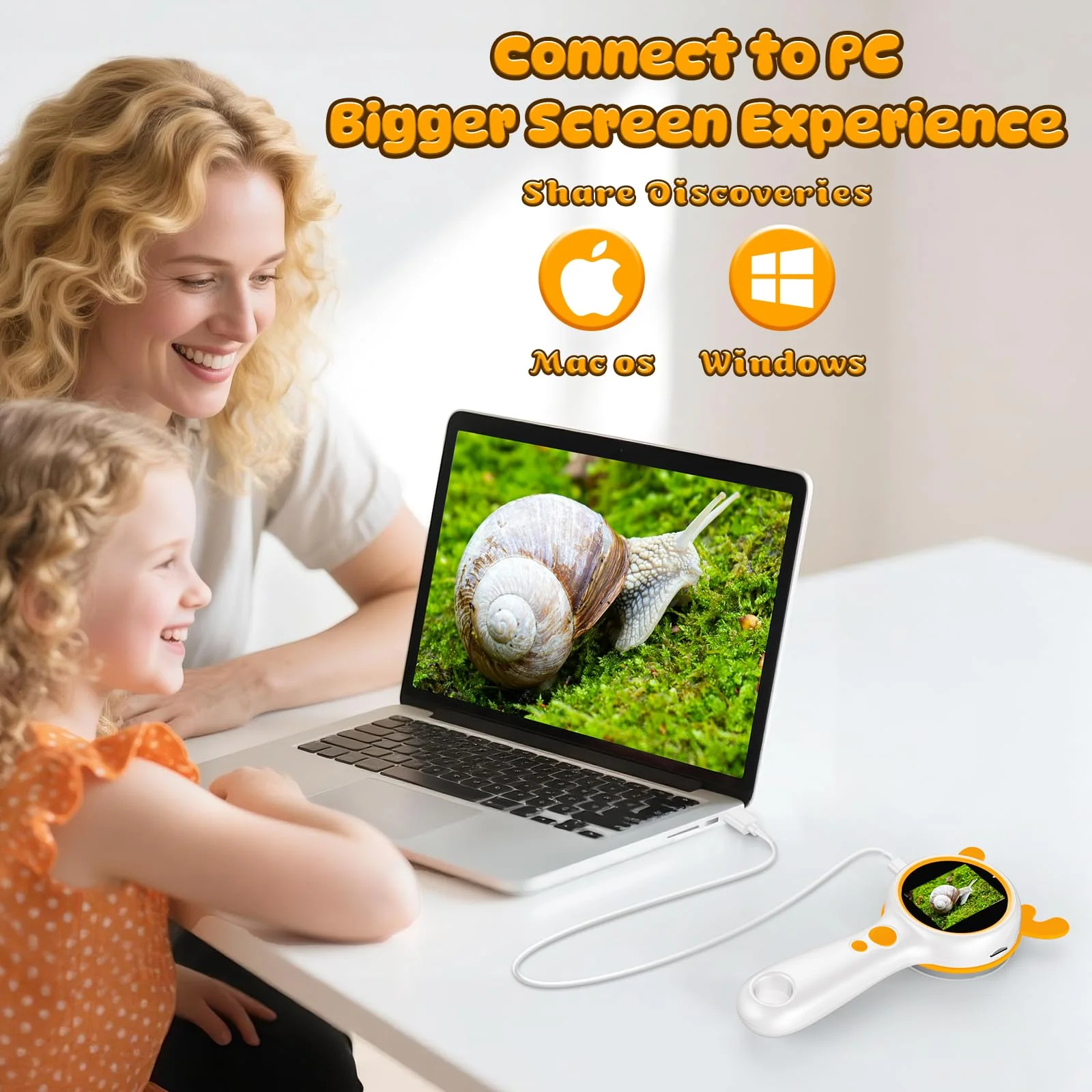 Kids Microscope Orange Deer - Digital Handheld STEM Kit & 1080P Camera (600x Zoom) - Portable Science Toy for Outdoor Camping & Backyard Fun - Gift for Boys & Girls Age 5-12 - Image 6