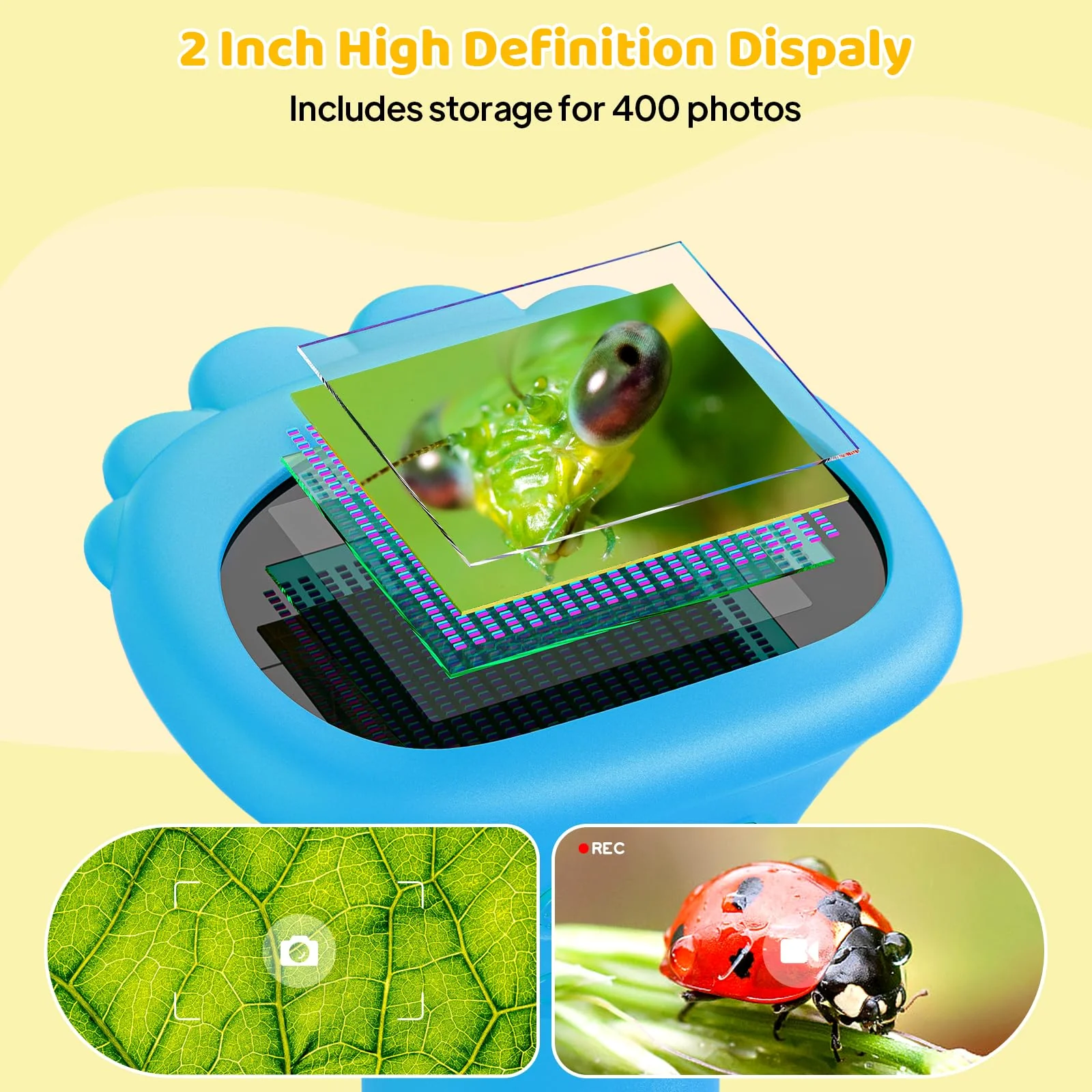 Kids Microscope, Pocket Portable Microscope for Kids with 2'' Inch Screen - Powerful Handheld Microscopes Bug Microscope with Light, 2026 Best Easter Birthday Gifts for Age 3-12 Boys - Blue - Image 2