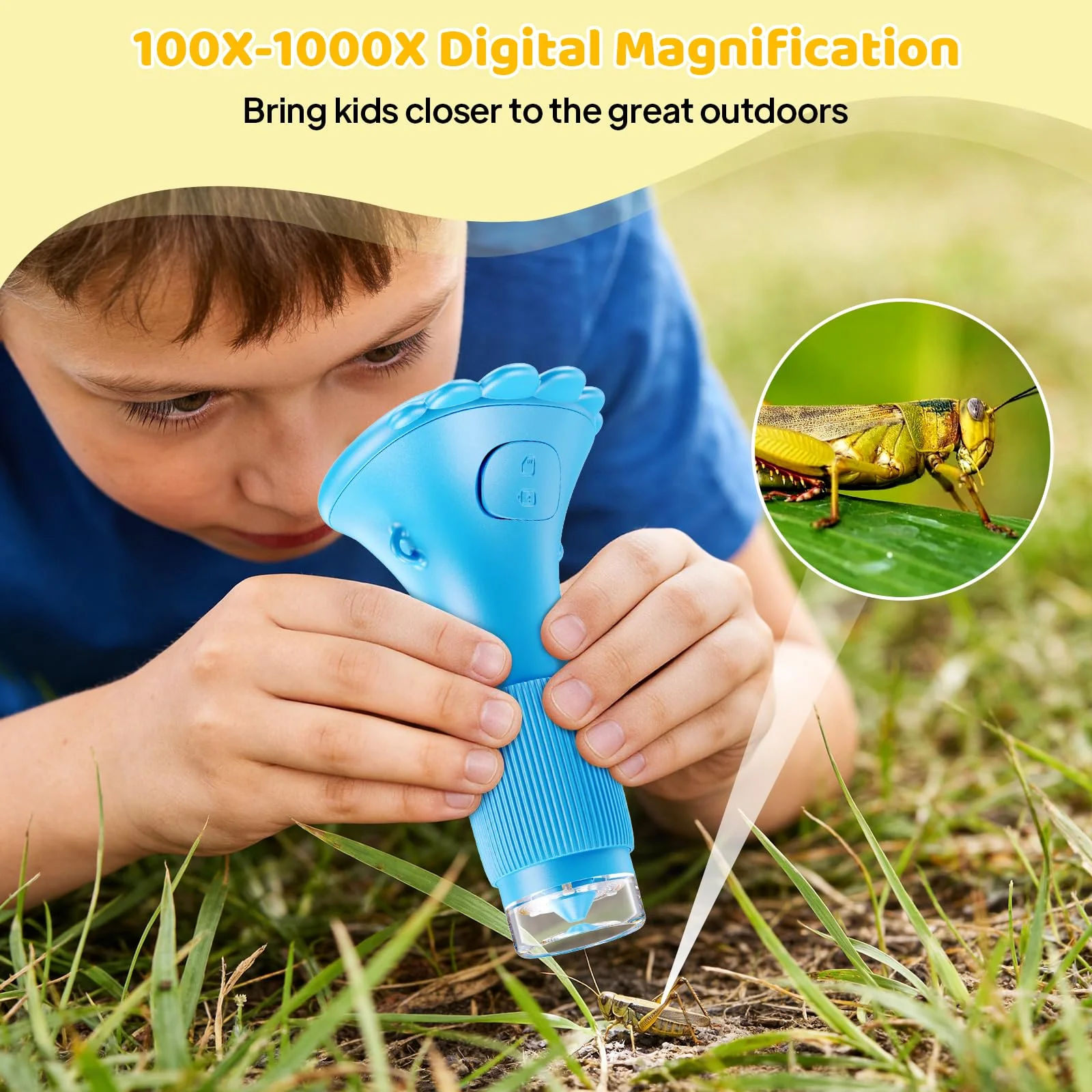 Kids Microscope, Pocket Portable Microscope for Kids with 2'' Inch Screen - Powerful Handheld Microscopes Bug Microscope with Light, 2026 Best Easter Birthday Gifts for Age 3-12 Boys - Blue - Image 3