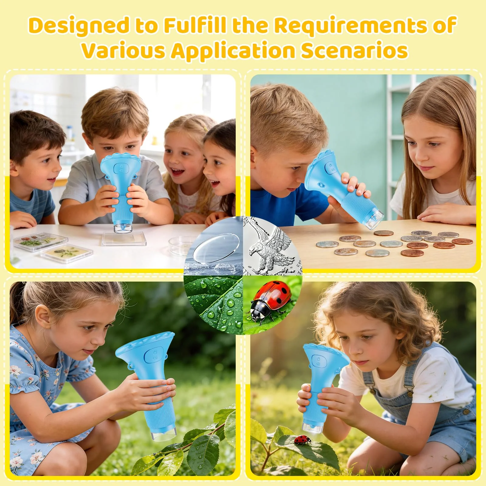 Kids Microscope, Pocket Portable Microscope for Kids with 2'' Inch Screen - Powerful Handheld Microscopes Bug Microscope with Light, 2026 Best Easter Birthday Gifts for Age 3-12 Boys - Blue - Image 7