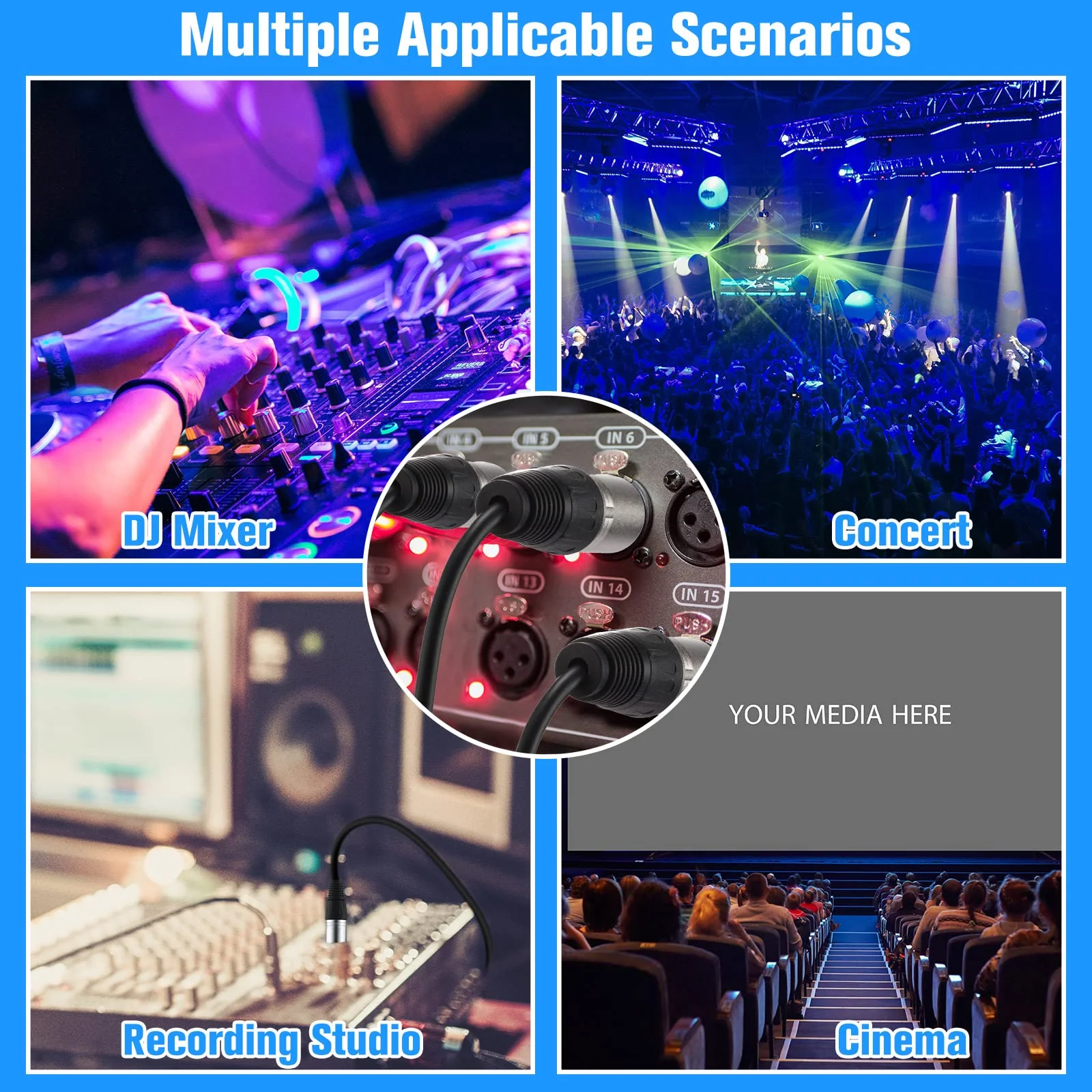Kigeli XLR Y Splitter Cable 1 Female to 2 Male Patch Cable Balanced Microphone Cord Audio Adaptor for Speaker Stereo Mic to L and R Audio Track, 1 Foot(10 Pcs) 10 - Image 5
