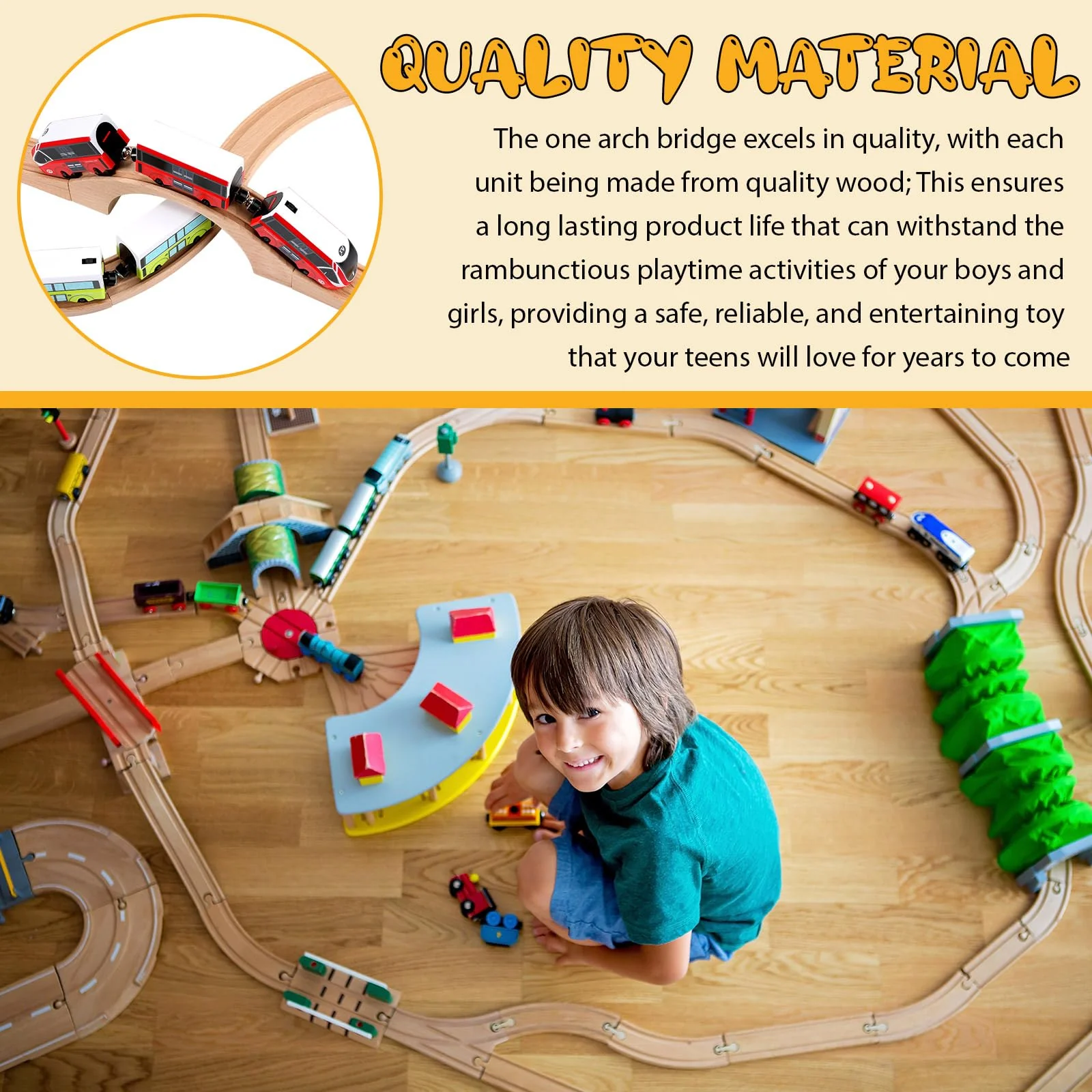 Kigley Wood Train Track Expansion Wooden Train Track Accessories Wooden Bridge for Most Major Toy Railway - Image 5