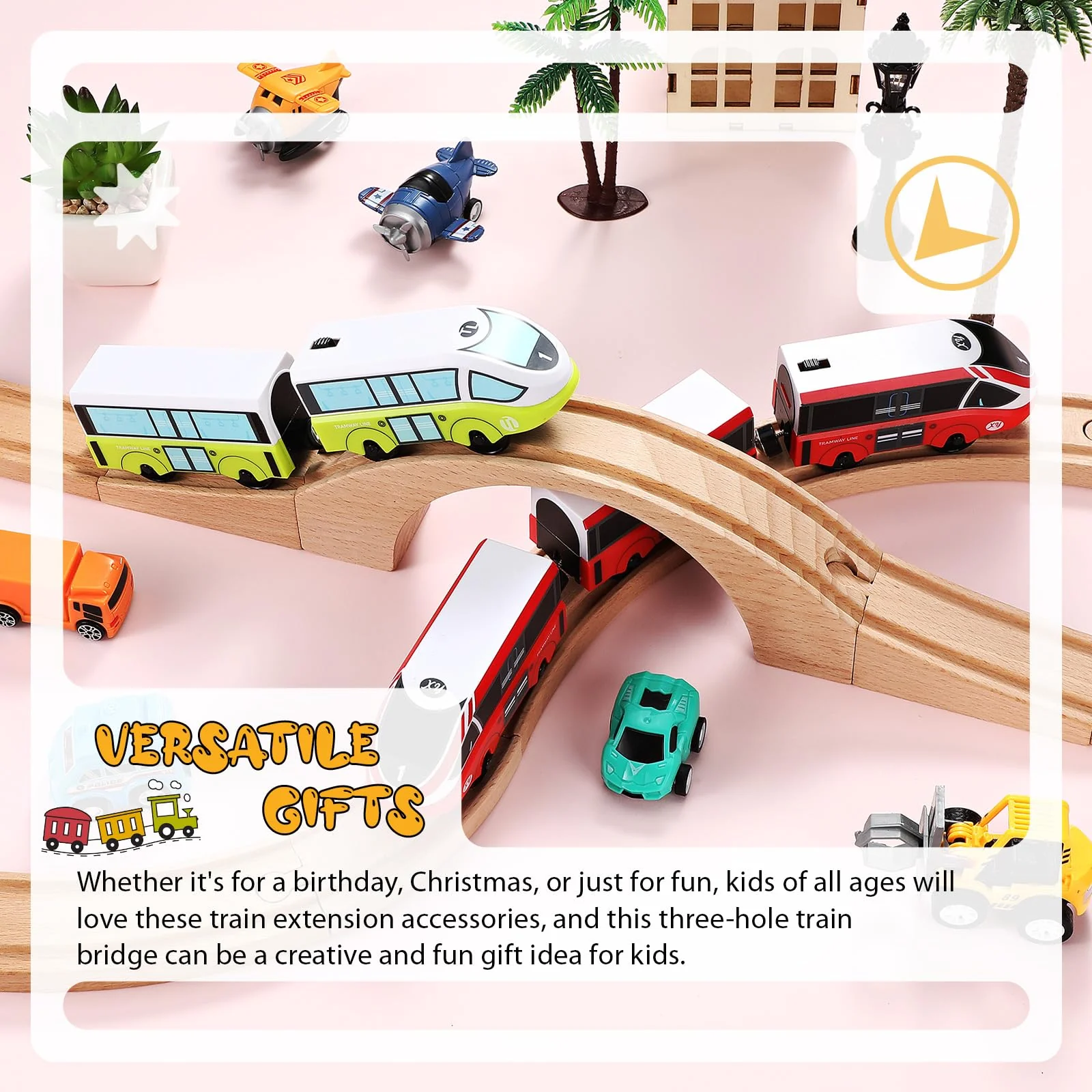Kigley Wood Train Track Expansion Wooden Train Track Accessories Wooden Bridge for Most Major Toy Railway - Image 6