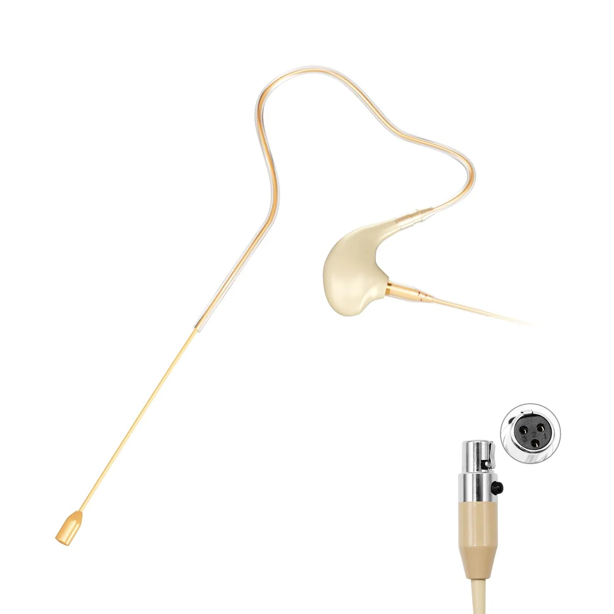 KIMAFUN Headset/Headworn Microphone Single Earset Ear-Hook Over Ear Hanging Condenser Mic Compatible with AKG Wireless System Bodypack Transmitter, Ideal for Performance, Theater, Lecture - Beige D3 D3 for AKG Wireless System