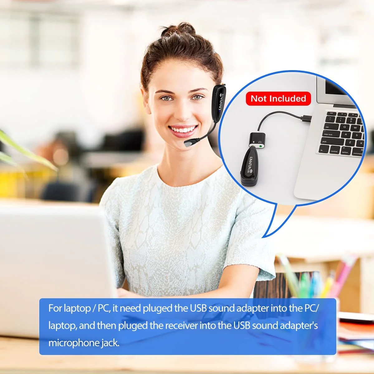 KIMAFUN Headset Wireless Microphone System, No Need Bluetooth, Waterproof Head Mic for Fitness Instructor, Teaching Online, Yoga Classroom, Spinning Coach, Speaker, iPhone, Android Phone, G100-1 - Image 4