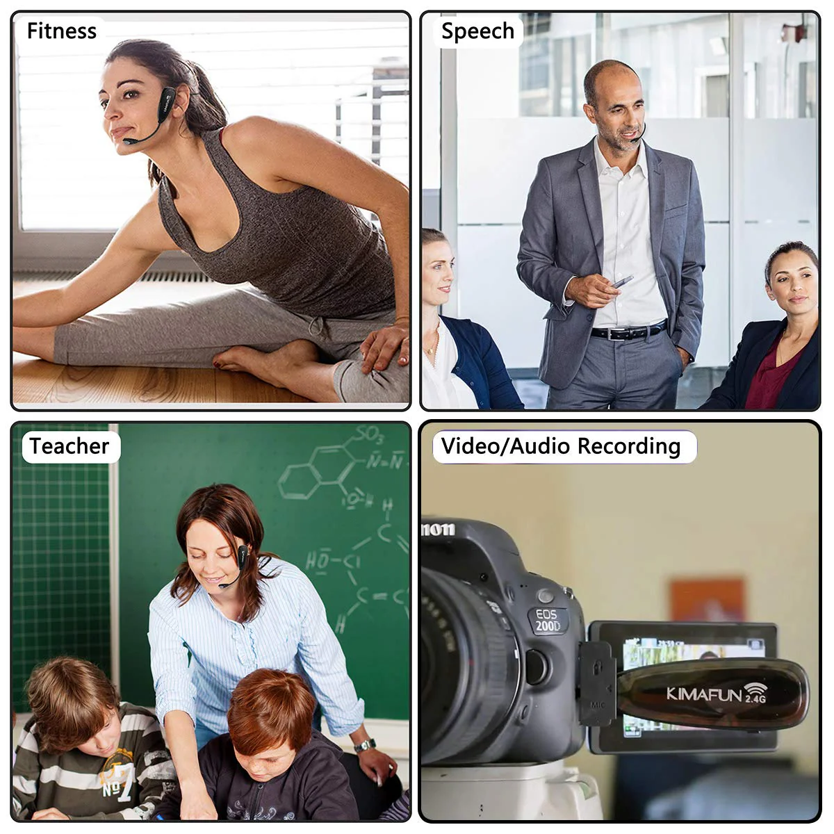 KIMAFUN Headset Wireless Microphone System, No Need Bluetooth, Waterproof Head Mic for Fitness Instructor, Teaching Online, Yoga Classroom, Spinning Coach, Speaker, iPhone, Android Phone, G100-1 - Image 7