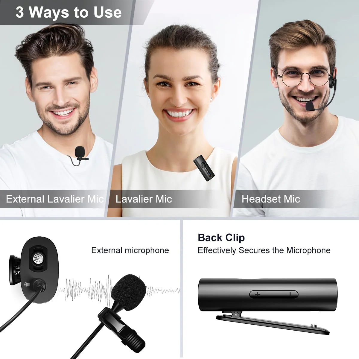 KIMAFUN Wireless Lavalier Microphone System, Wireless 2.4GHz Lapel Mics Handheld Mic 2 in 1 for Teaching, Teachers, Speech, Tour Guiding, Speaker, Amplifier, PA System, Broadcast, KM-G70(1TX1RX) 1TX+1RX - Image 3