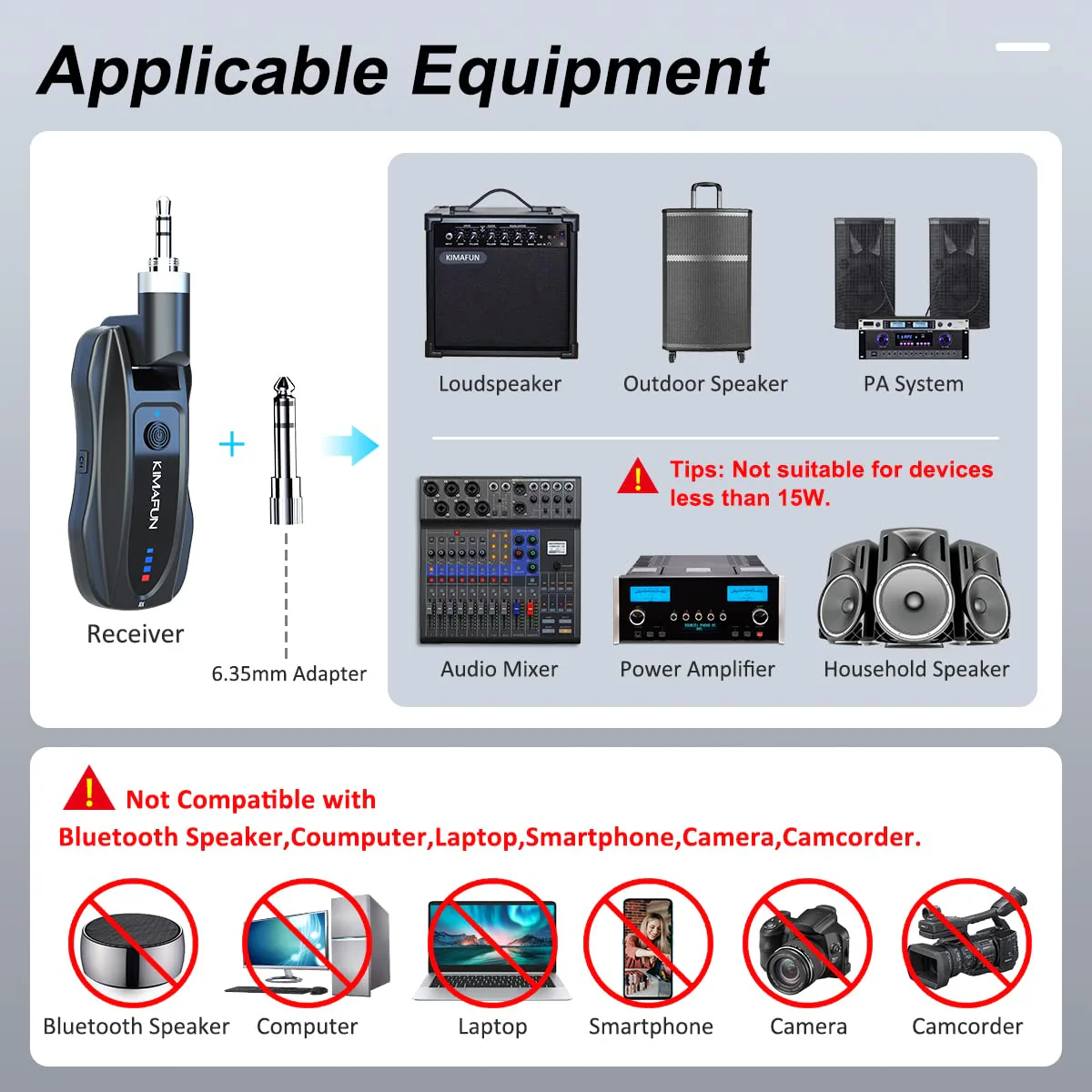 KIMAFUN Wireless Lavalier Microphone System, Wireless 2.4GHz Lapel Mics Handheld Mic 2 in 1 for Teaching, Teachers, Speech, Tour Guiding, Speaker, Amplifier, PA System, Broadcast, KM-G70(1TX1RX) 1TX+1RX - Image 7