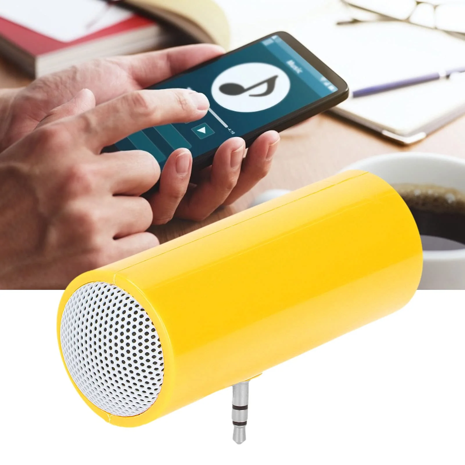 KIMISS Mini Portable Speaker, Pillow Speaker 3.5 mm Jack Stereo Plug in Speakers Cellphone Speaker Mini Speaker with Aux Input for Mobile Phones and Tablets (Yellow) Yellow - Image 3