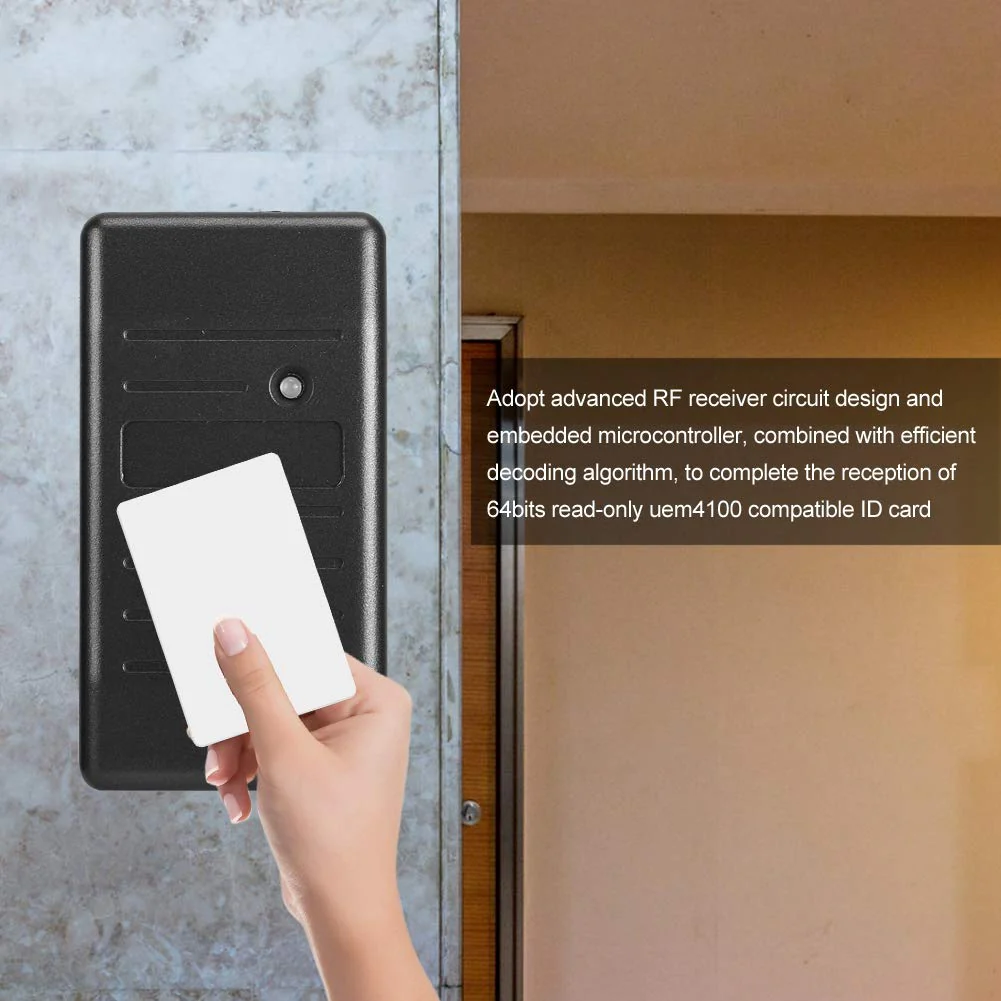 KIMISS RFID Security Card Reader 125kHz Wiegand 26 34 Access Control Waterproof Black ID 125kHz (Black IC 13.56MHz) Black Ic 13.56mhz - Image 8