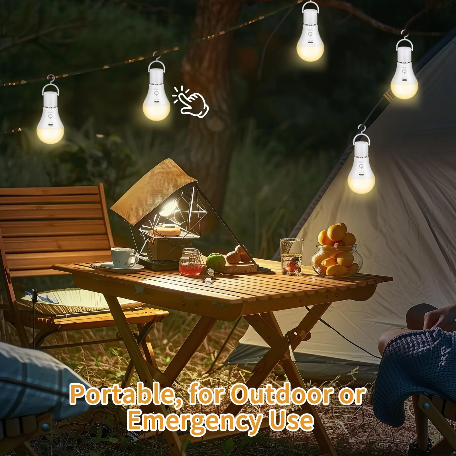 Kimjo Rechargeable Light Bulb with Battery - Rechargeable Bulb with Remote Control E27 USB 7 W - Battery Light Bulb 3 Colours Dimmable - Touch Control Outdoor Emergency Light Pack of 2 2 X Aufladbare Glühbirne 3 Farben - Image 7