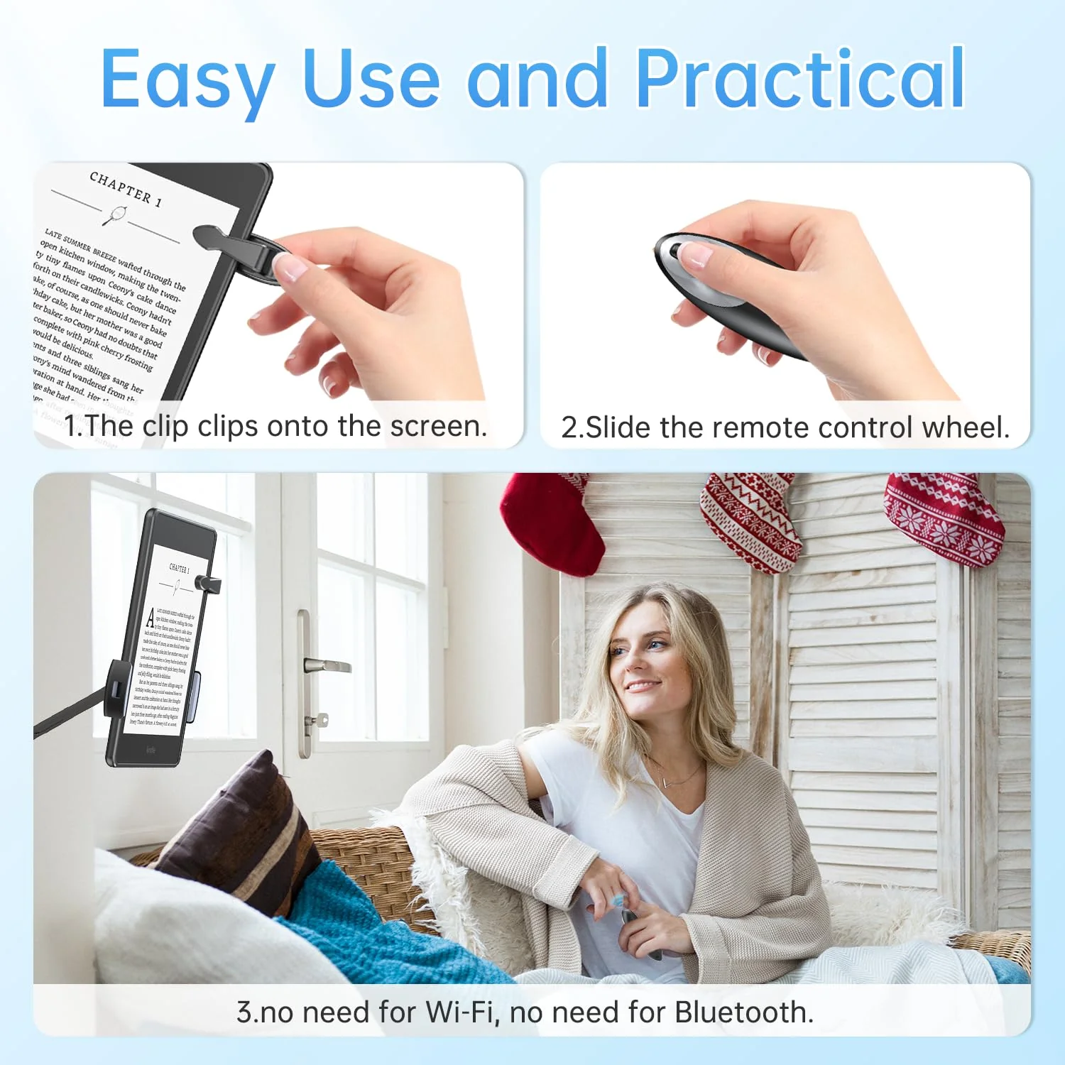 Kindle Page Turner Remote for Reading and eReaders, TikTok Remote Control, Camera Video Recording Remote Triggers, Page Turner for Kindle, iPhone, iPad, Android, Tablets with Wrist Strap Black - Image 2