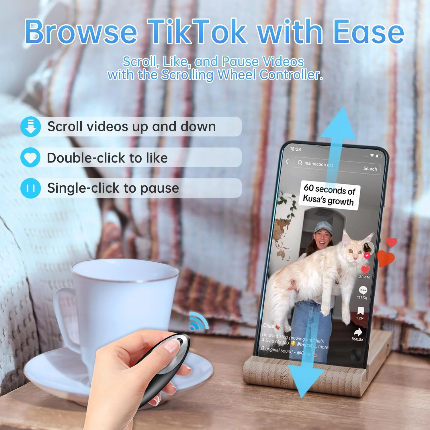 Kindle Page Turner Remote for Reading and eReaders, TikTok Remote Control, Camera Video Recording Remote Triggers, Page Turner for Kindle, iPhone, iPad, Android, Tablets with Wrist Strap Black - Image 4